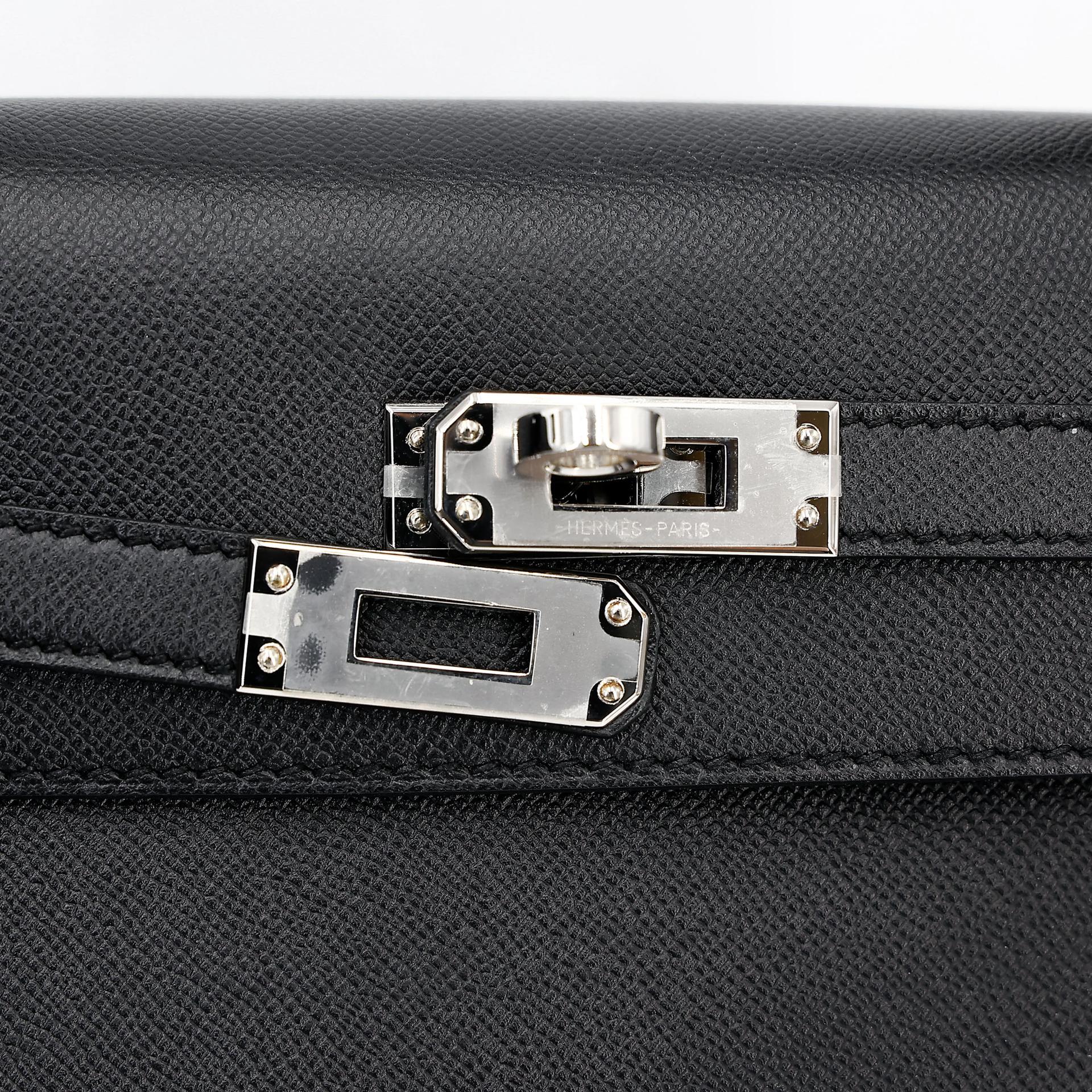 ランク SA HERMÈS エルメス ケリー25 セリエ ヴェルソ ブラック (89) ブルーフランス (71) マダム シルバー金具 W刻印 (2024) - 9