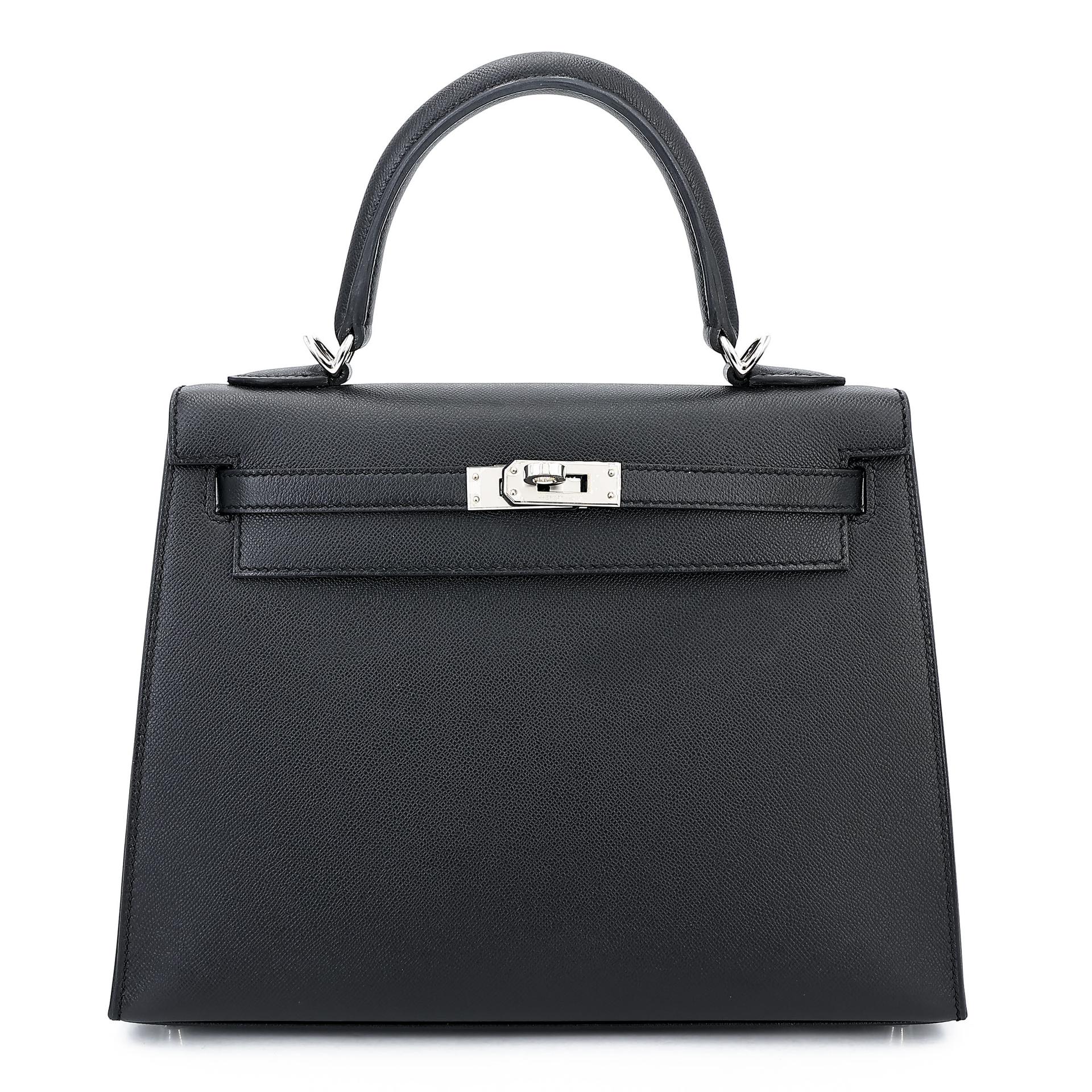 ランク SA HERMÈS エルメス ケリー25 セリエ ヴェルソ ブラック (89) ブルーフランス (71) マダム シルバー金具 W刻印 (2024) - 1