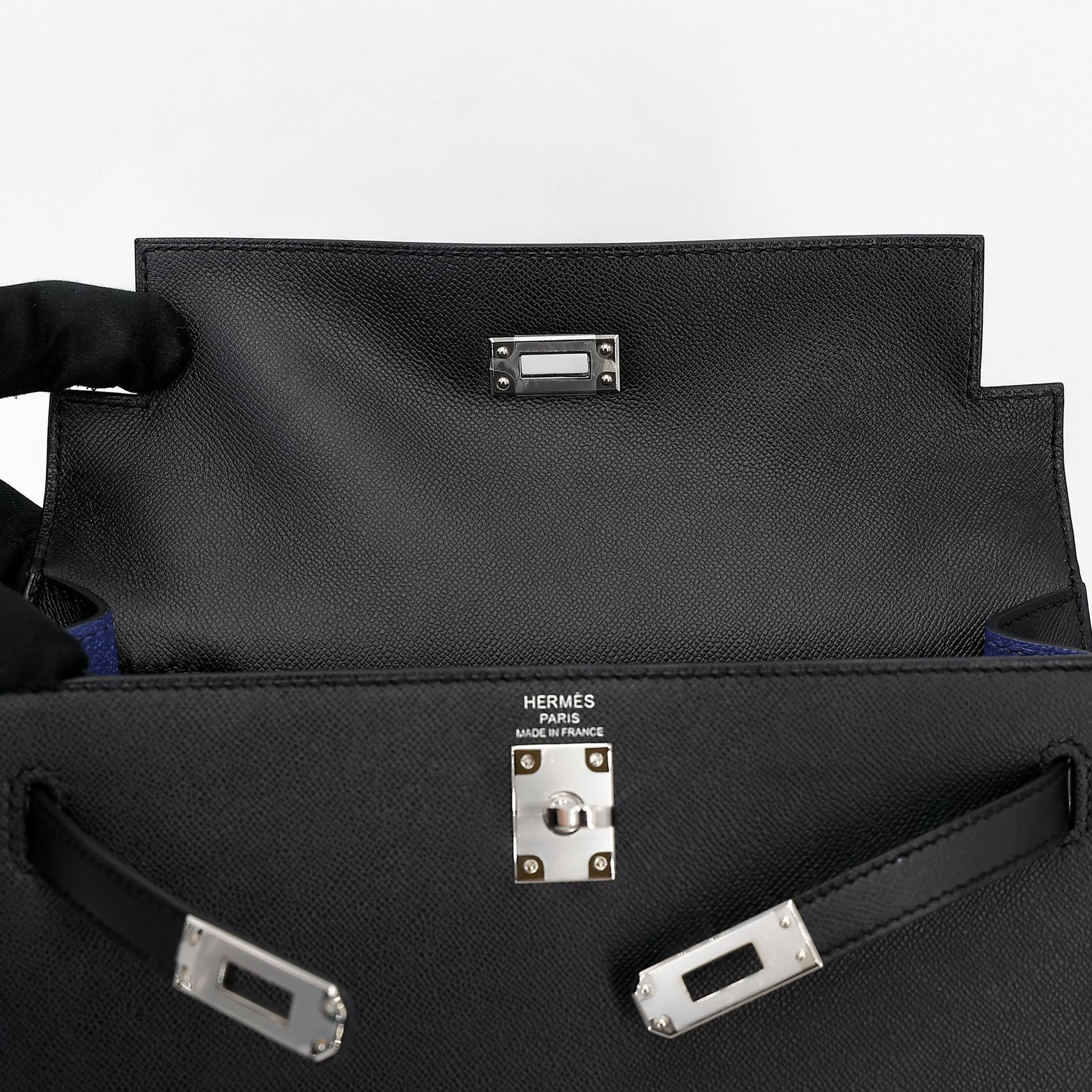 ランク SA HERMÈS エルメス ケリー25 セリエ ヴェルソ ブラック (89) ブルーフランス (71) マダム シルバー金具 W刻印 (2024) - 13