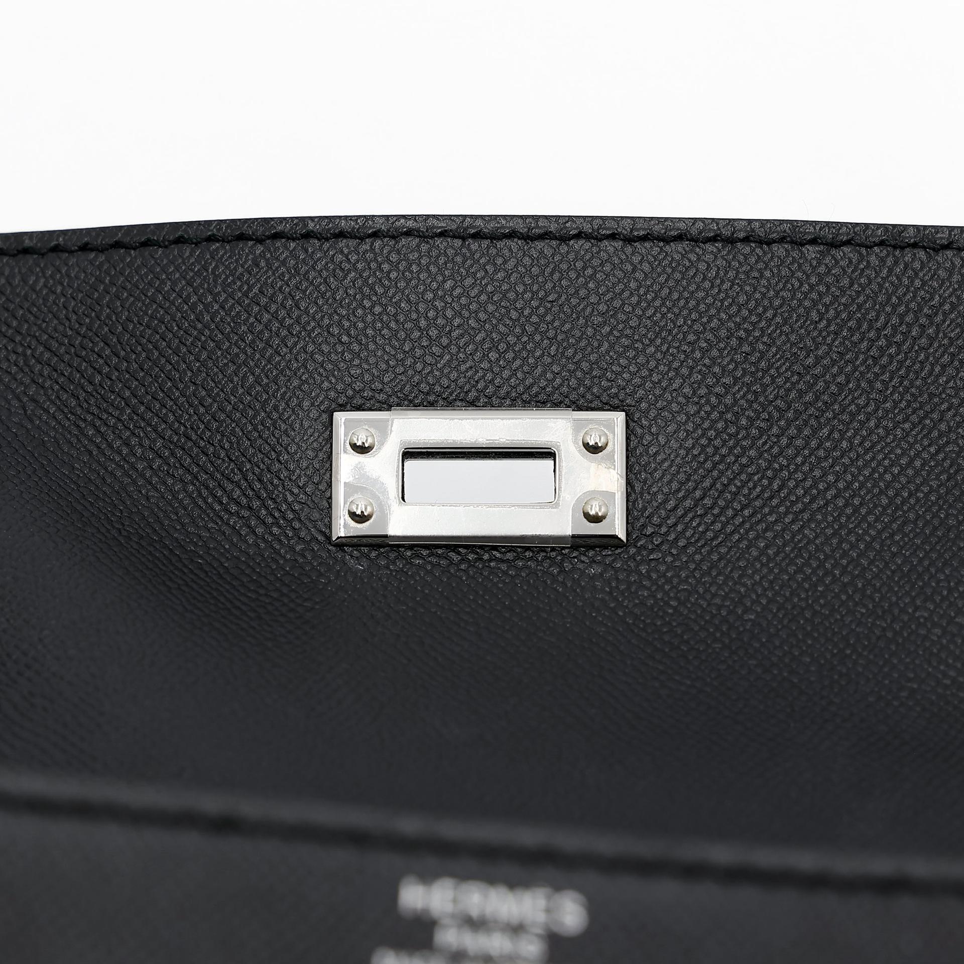 ランク SA HERMÈS エルメス ケリー25 セリエ ヴェルソ ブラック (89) ブルーフランス (71) マダム シルバー金具 W刻印 (2024) - 12