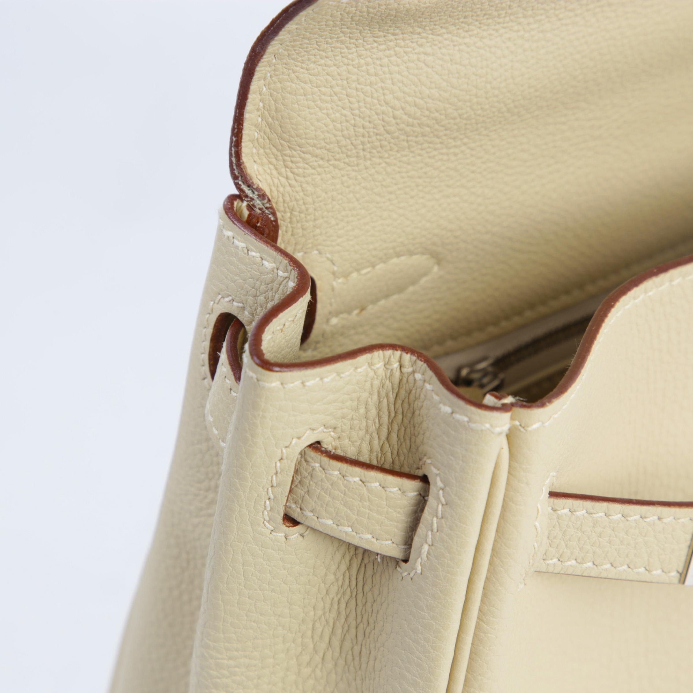 Very Good ( Rank A) HERMÈS Kelly 25 Parchemin (3C) Togo Palladium hardware Square K (2007) - 13