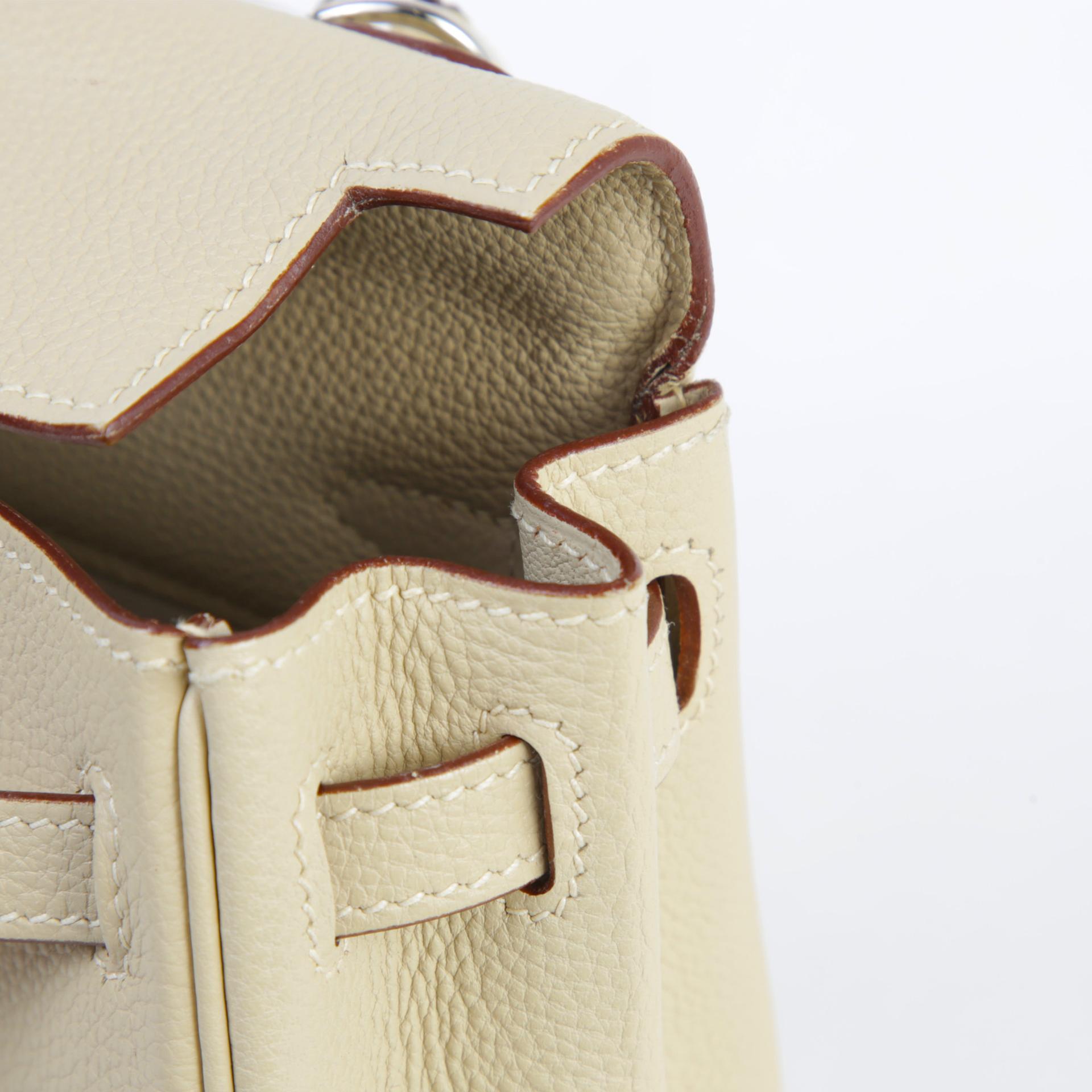 Very Good ( Rank A) HERMÈS Kelly 25 Parchemin (3C) Togo Palladium hardware Square K (2007) - 12