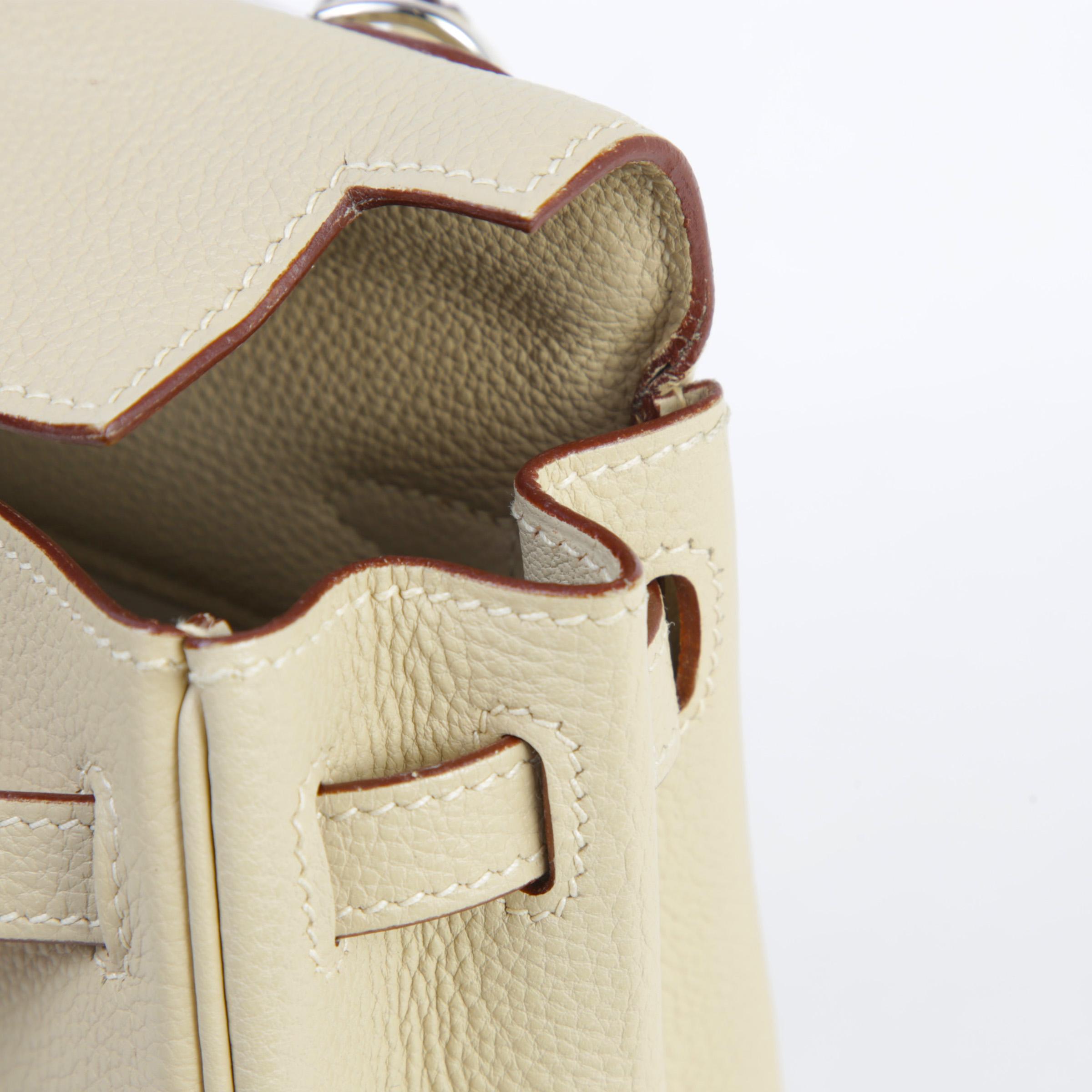 Very Good ( Rank A) HERMÈS Kelly 25 Parchemin (3C) Togo Palladium hardware Square K (2007) - 12