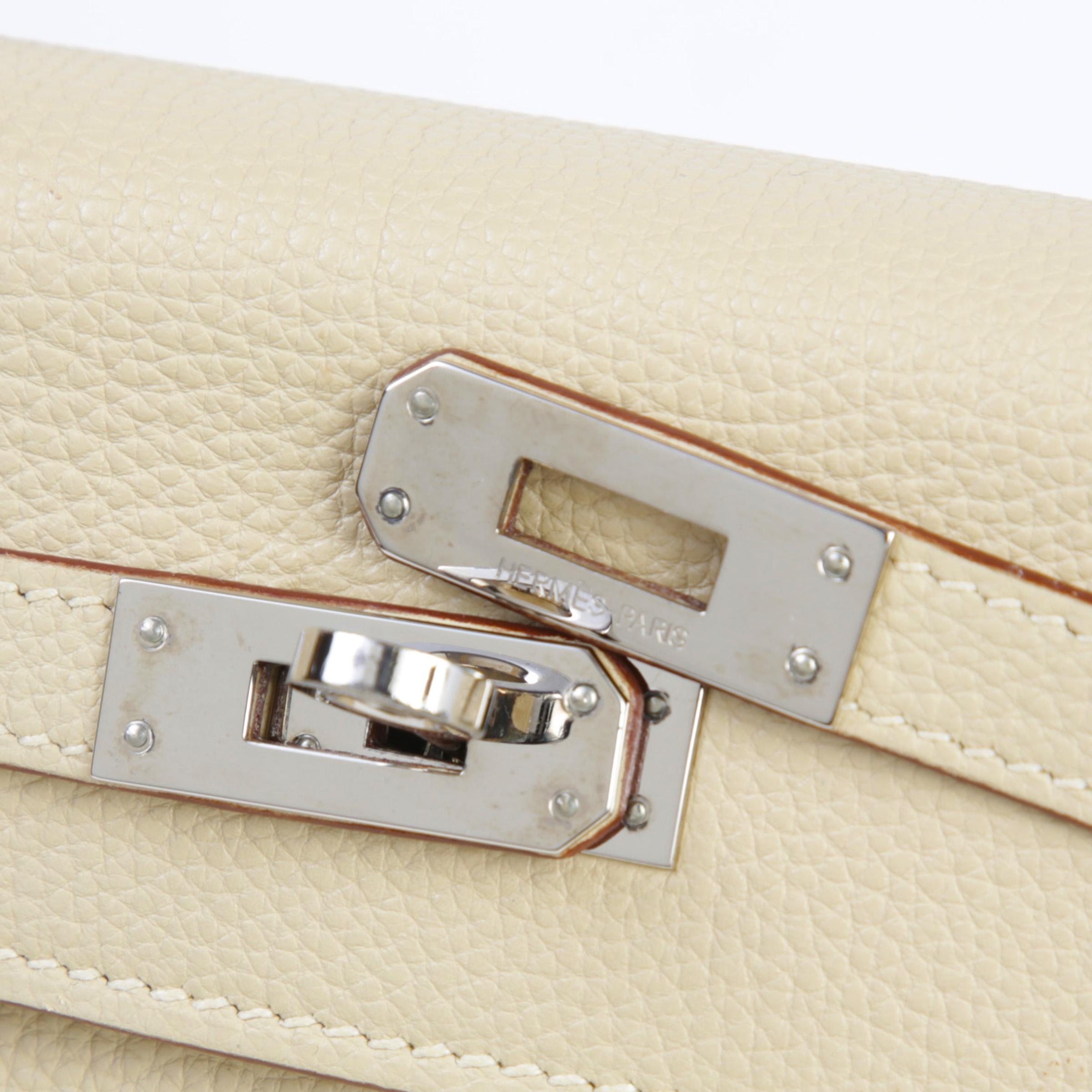 Very Good ( Rank A) HERMÈS Kelly 25 Parchemin (3C) Togo Palladium hardware Square K (2007) - 8