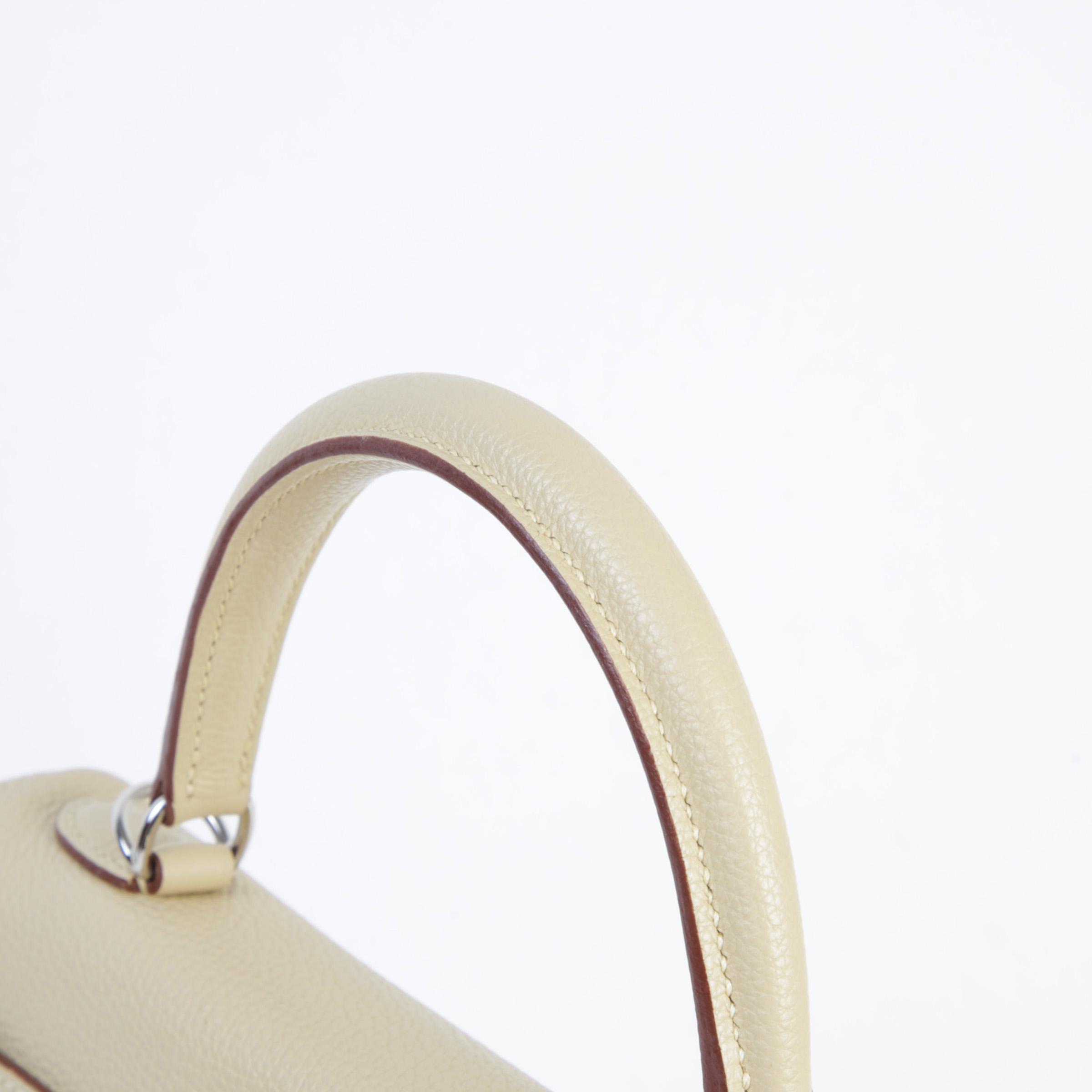 Very Good ( Rank A) HERMÈS Kelly 25 Parchemin (3C) Togo Palladium hardware Square K (2007) - 3