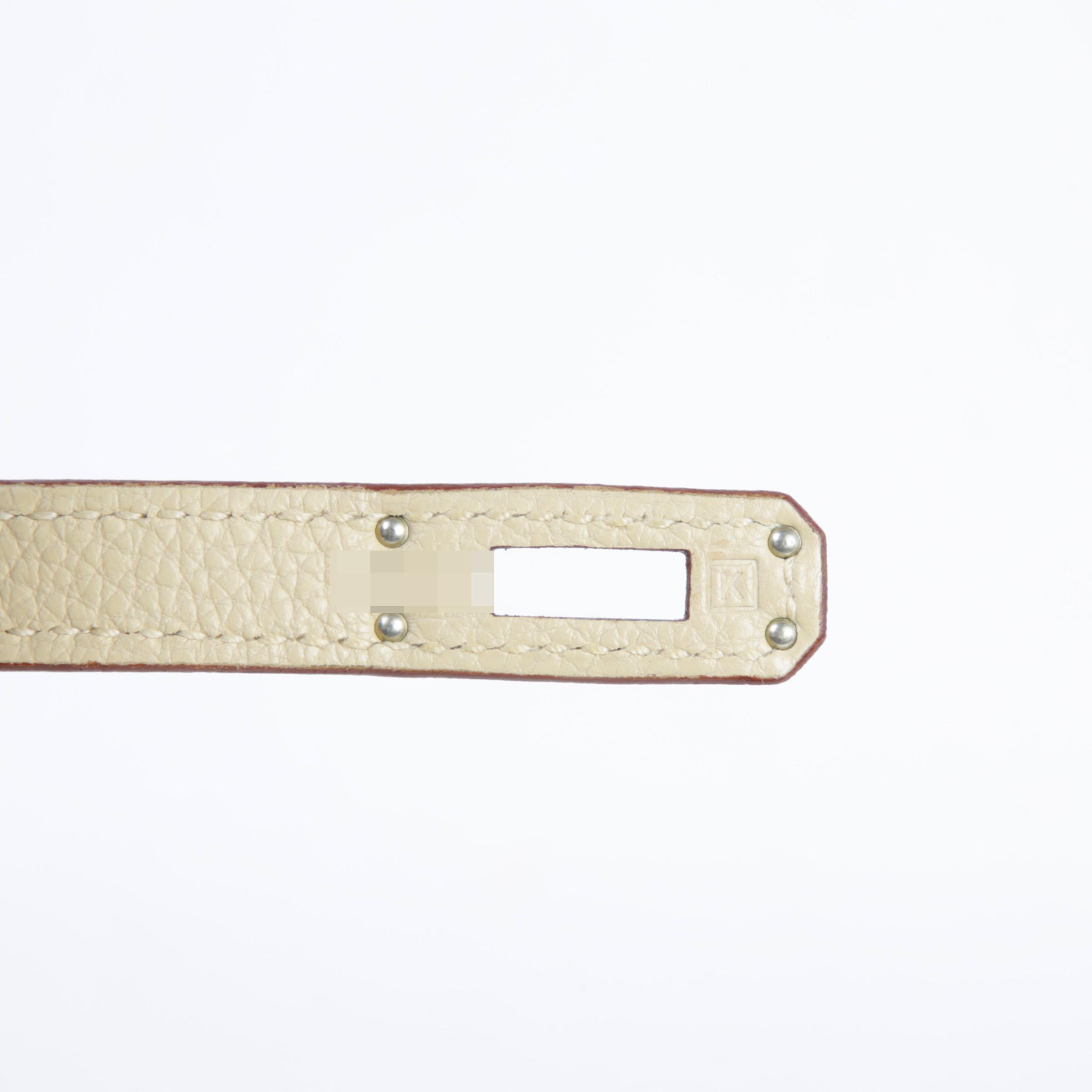 Very Good ( Rank A) HERMÈS Kelly 25 Parchemin (3C) Togo Palladium hardware Square K (2007) - 9
