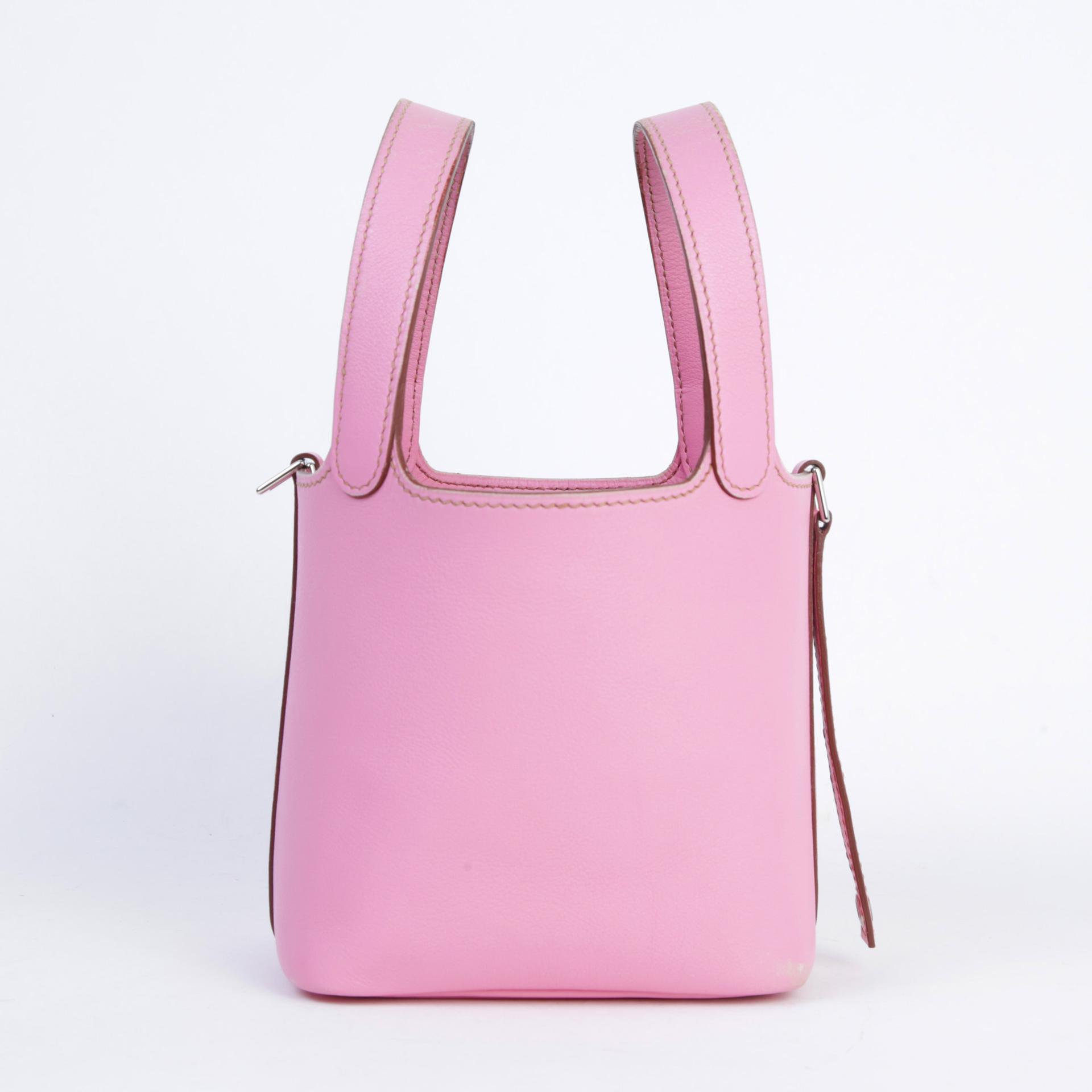 Good ( Rank AB) HERMÈS Picotin Lock Micro 14 Pink (5P) Evercolor Palladium hardware Square N (2010) - 3