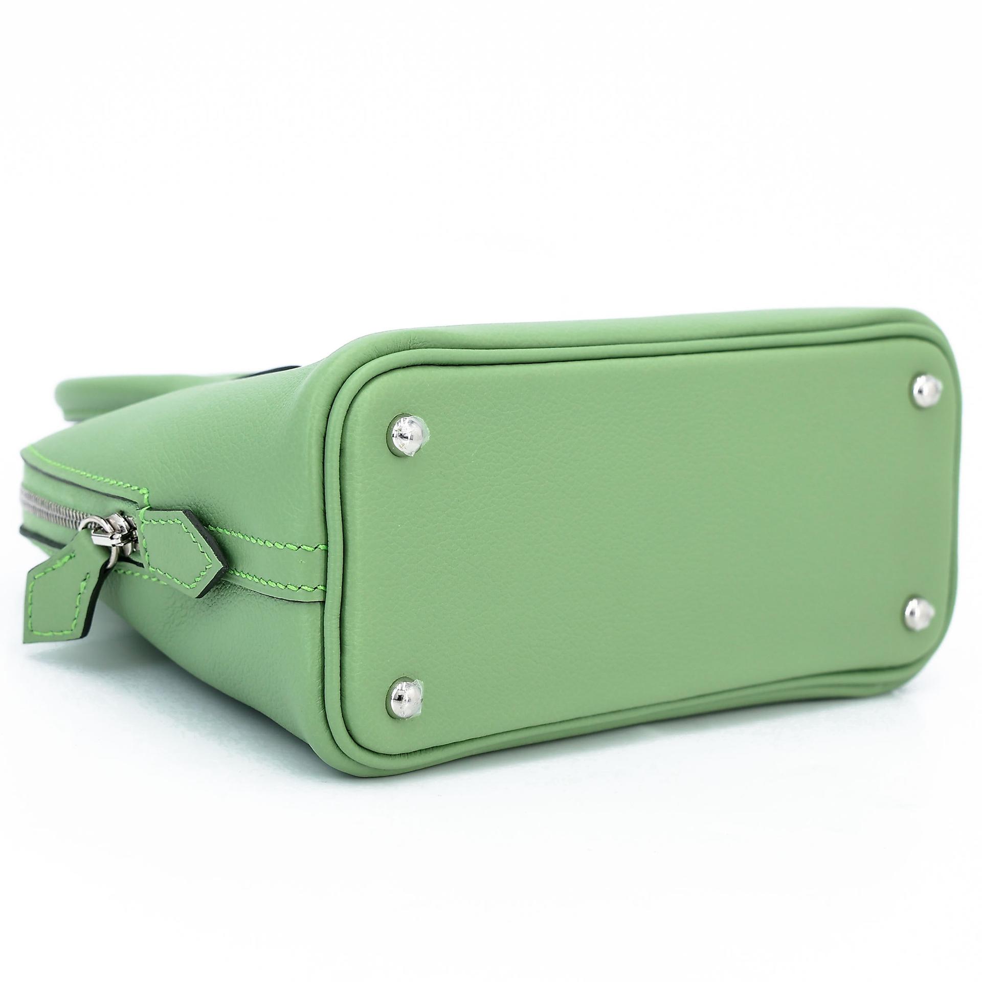 未使用保存品 HERMÈS 愛馬仕 Mini Bolide 1923 3I 牛油果綠 Vert Criquet Evercolor皮 銀扣 B刻 2023年 - 7