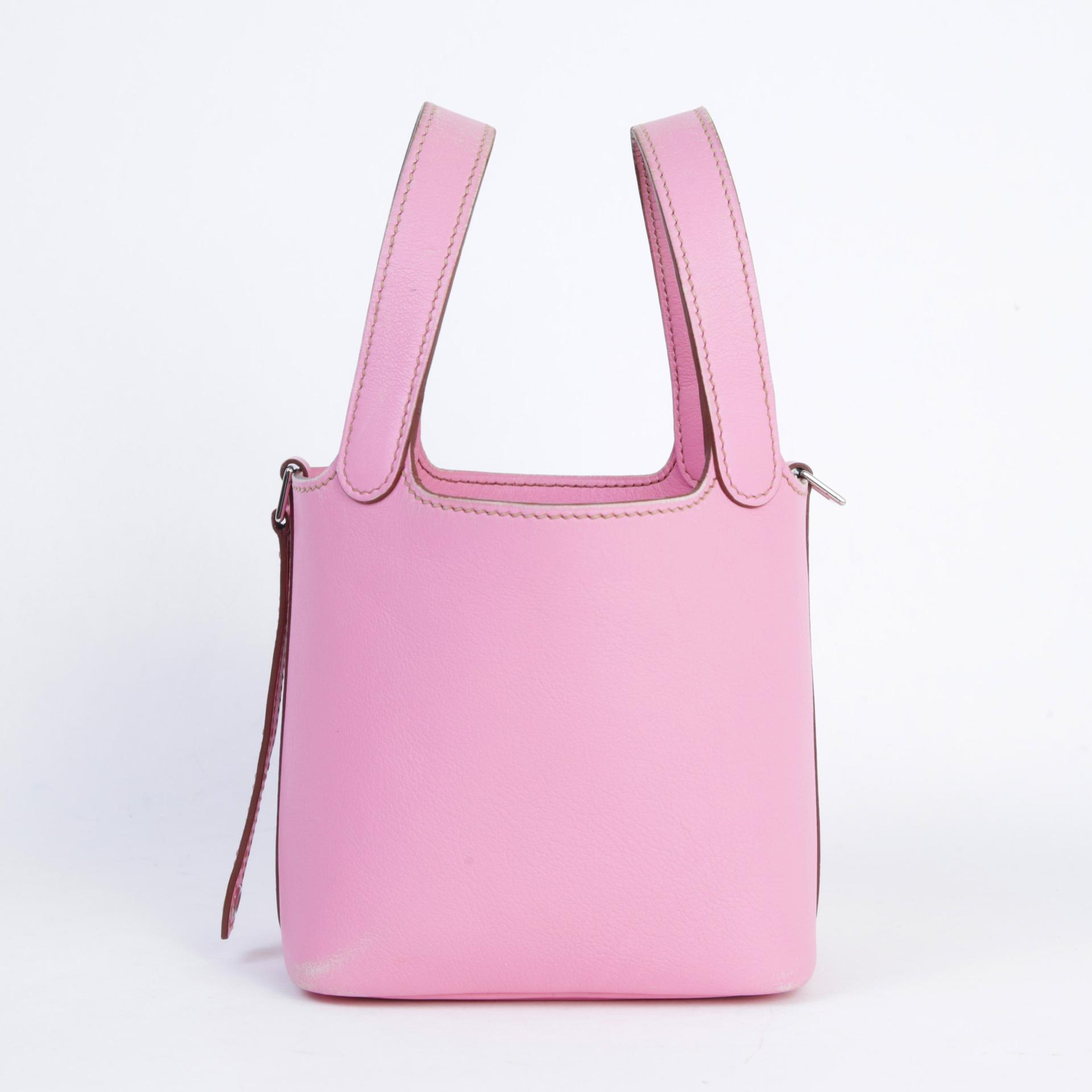 Good ( Rank AB) HERMÈS Picotin Lock Micro 14 Pink (5P) Evercolor Palladium hardware Square N (2010) - 4