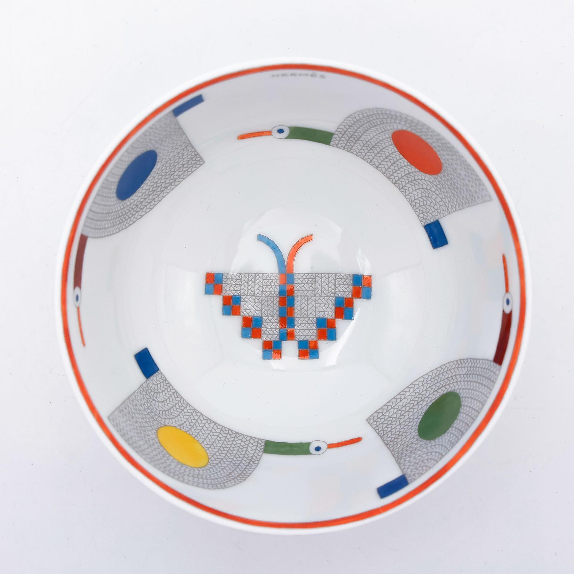 Unused ( Rank NS ) HERMÈS Animaux Nattes Tableware set of 4 pieces White Porcelain - 13