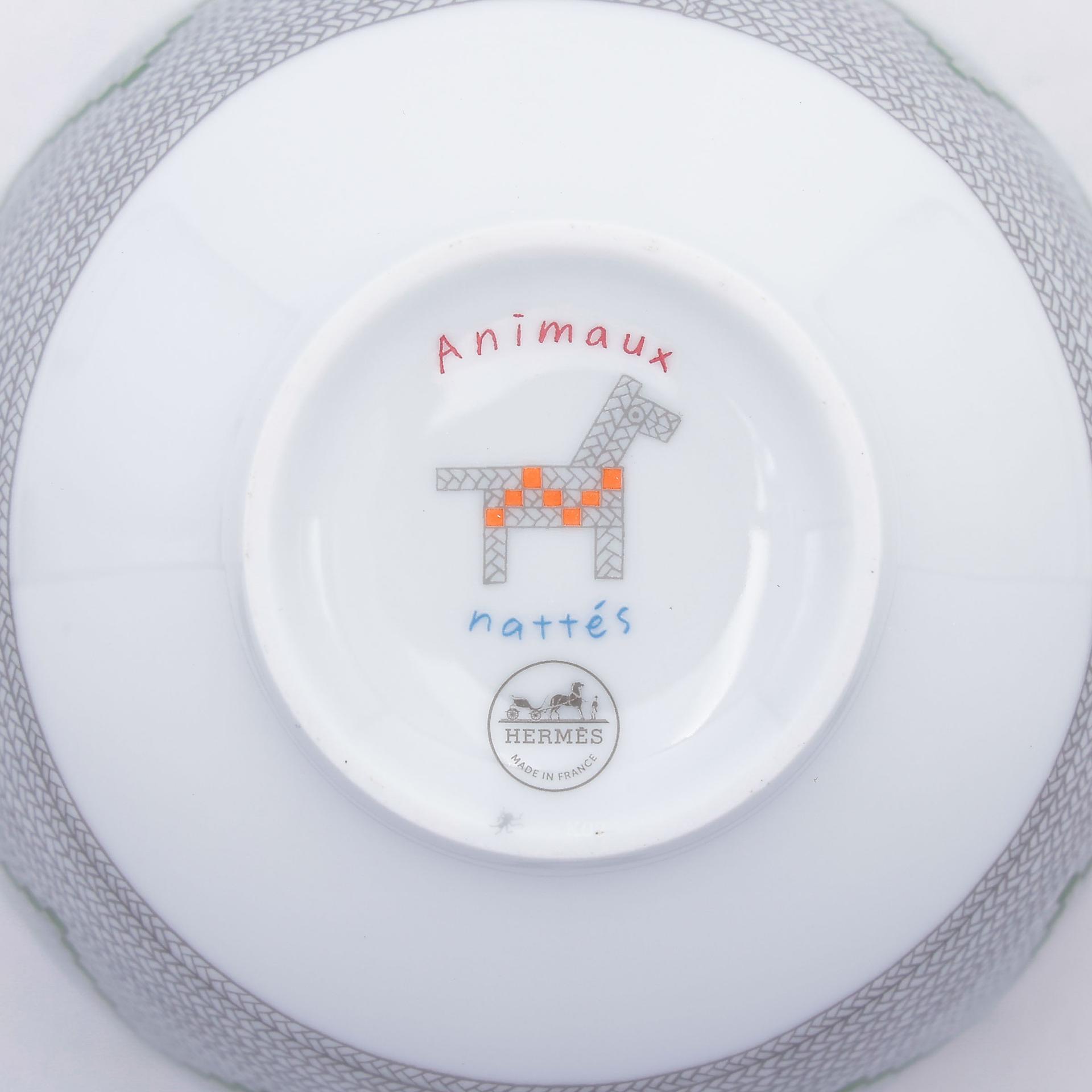 Unused ( Rank NS ) HERMÈS Animaux Nattes Tableware set of 4 pieces White Porcelain - 17