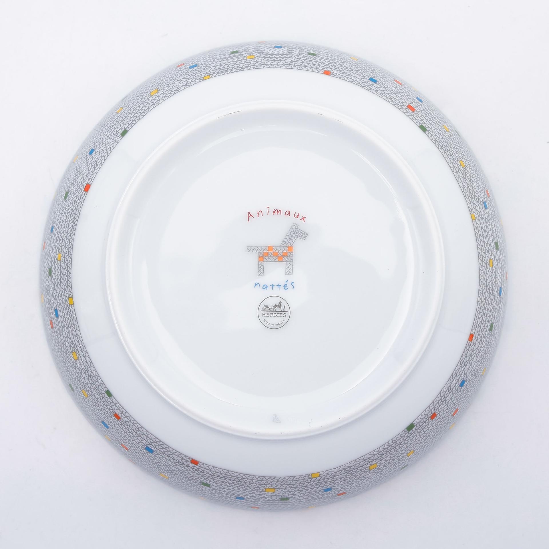 Unused ( Rank NS ) HERMÈS Animaux Nattes Tableware set of 4 pieces White Porcelain - 11