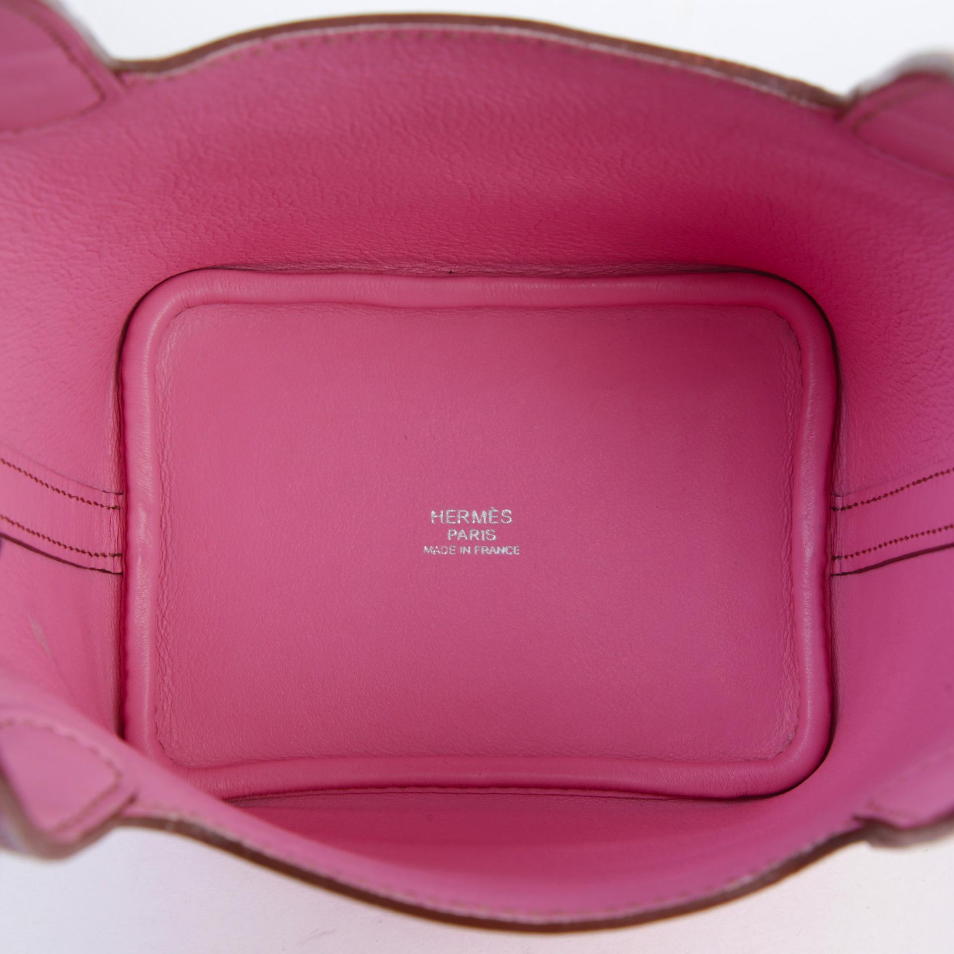 Good ( Rank AB) HERMÈS Picotin Lock Micro 14 Pink (5P) Evercolor Palladium hardware Square N (2010) - 10