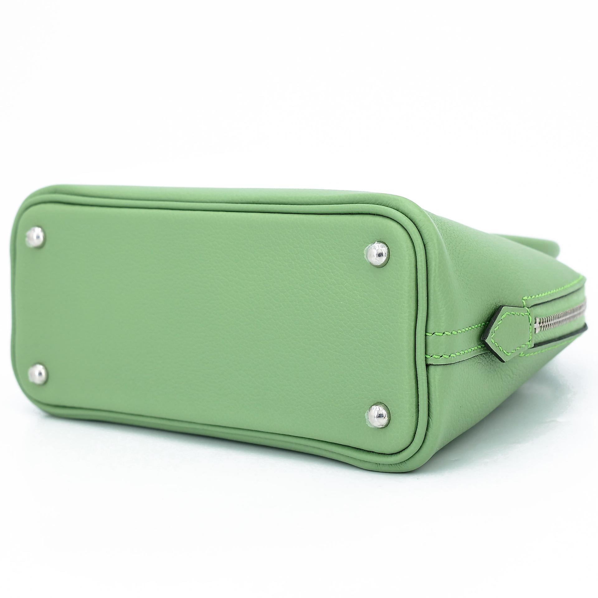 未使用保存品 HERMÈS 愛馬仕 Mini Bolide 1923 3I 牛油果綠 Vert Criquet Evercolor皮 銀扣 B刻 2023年 - 6