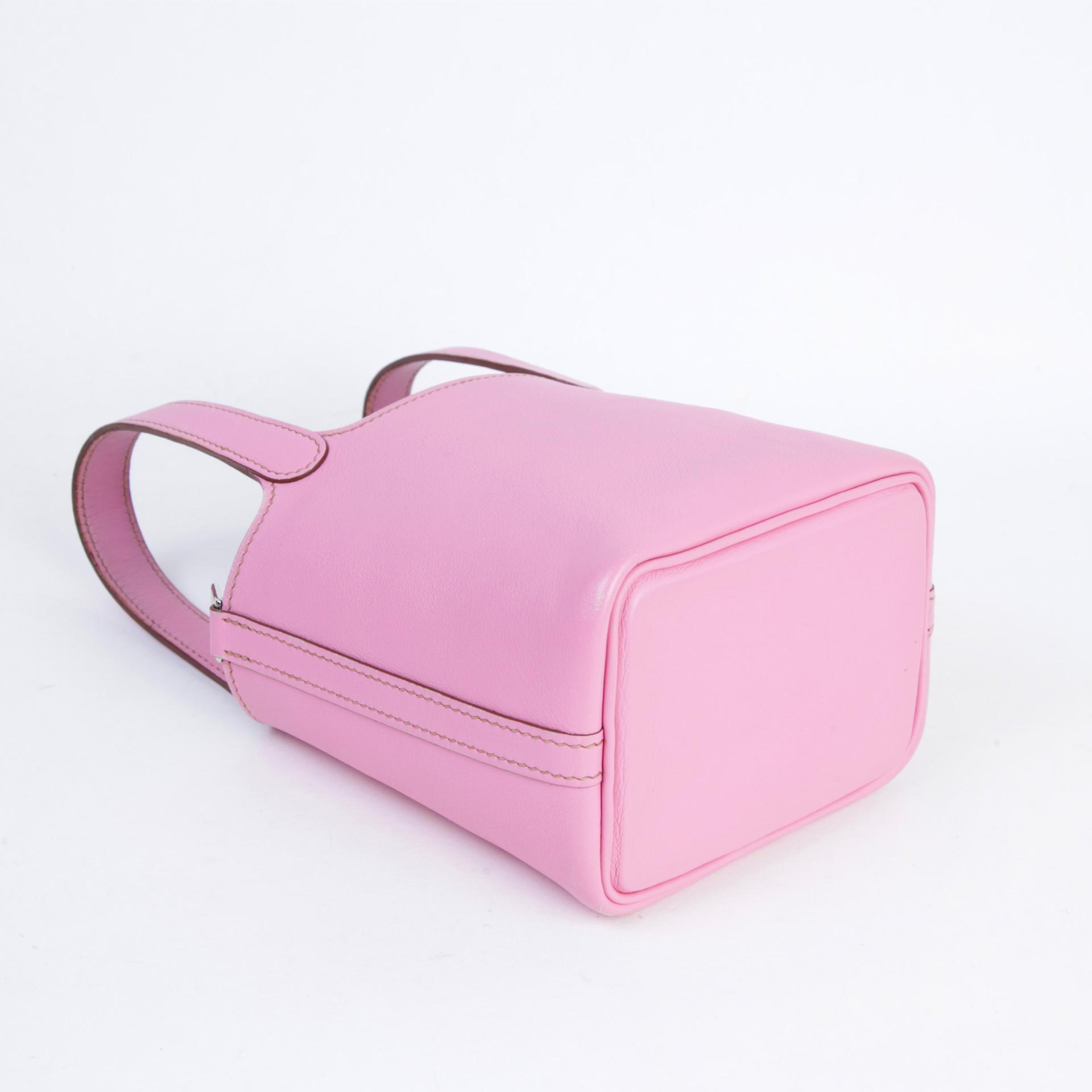 Good ( Rank AB) HERMÈS Picotin Lock Micro 14 Pink (5P) Evercolor Palladium hardware Square N (2010) - 8