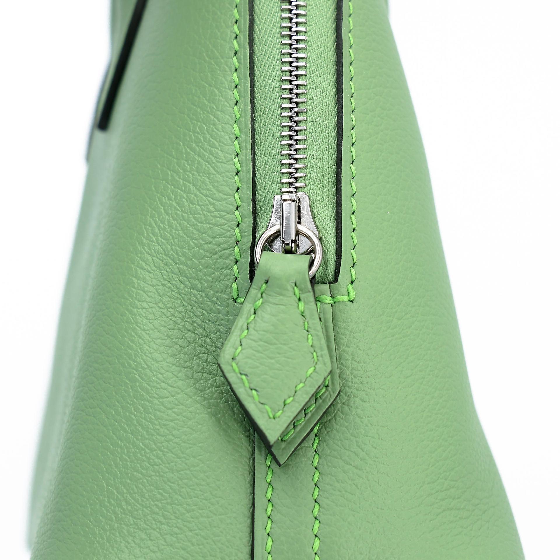 未使用保存品 HERMÈS 愛馬仕 Mini Bolide 1923 3I 牛油果綠 Vert Criquet Evercolor皮 銀扣 B刻 2023年 - 10