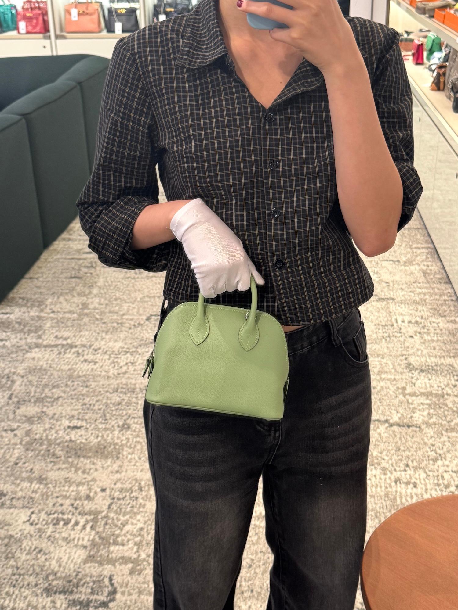 未使用保存品 HERMÈS 愛馬仕 Mini Bolide 1923 3I 牛油果綠 Vert Criquet Evercolor皮 銀扣 B刻 2023年 - 4