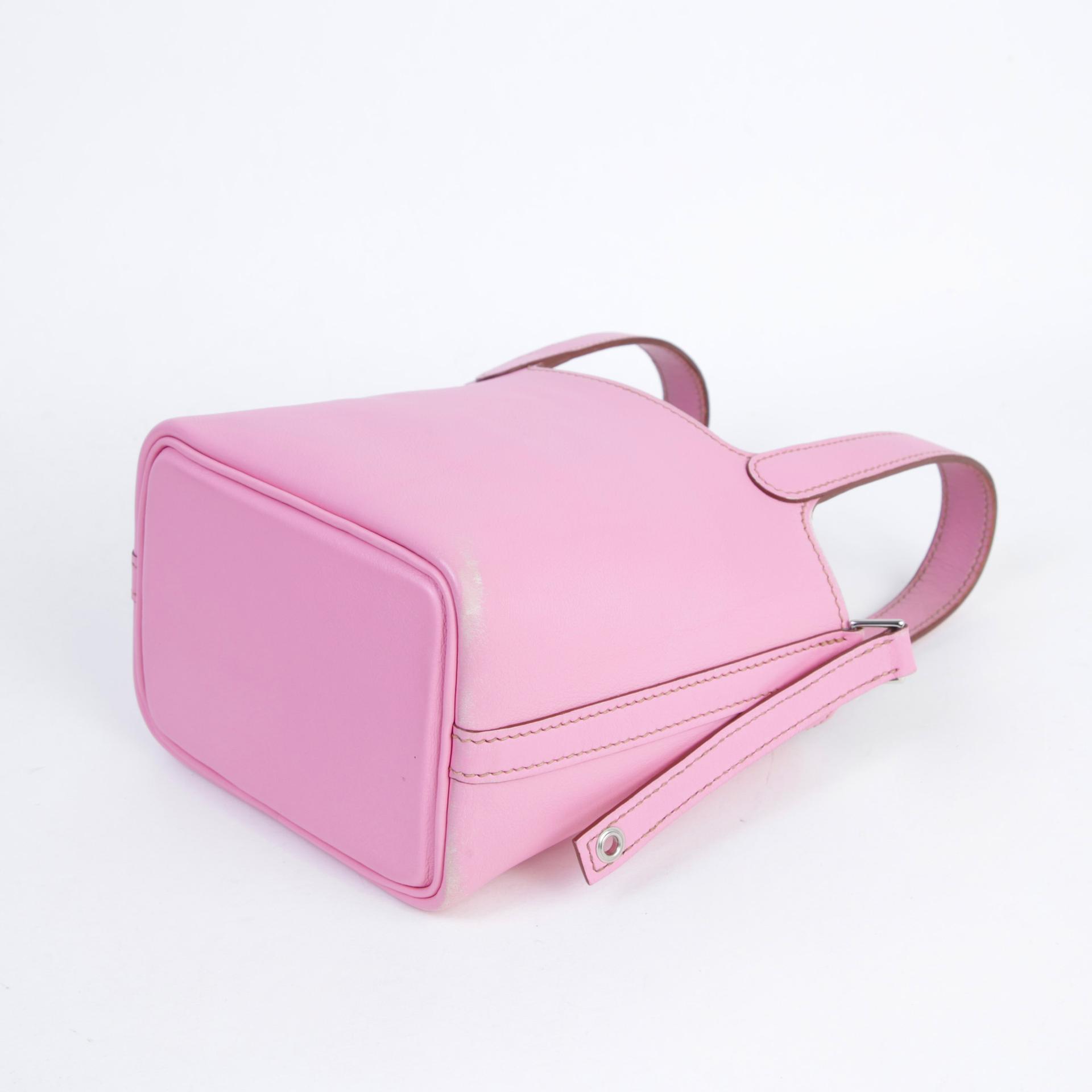 Good ( Rank AB) HERMÈS Picotin Lock Micro 14 Pink (5P) Evercolor Palladium hardware Square N (2010) - 9