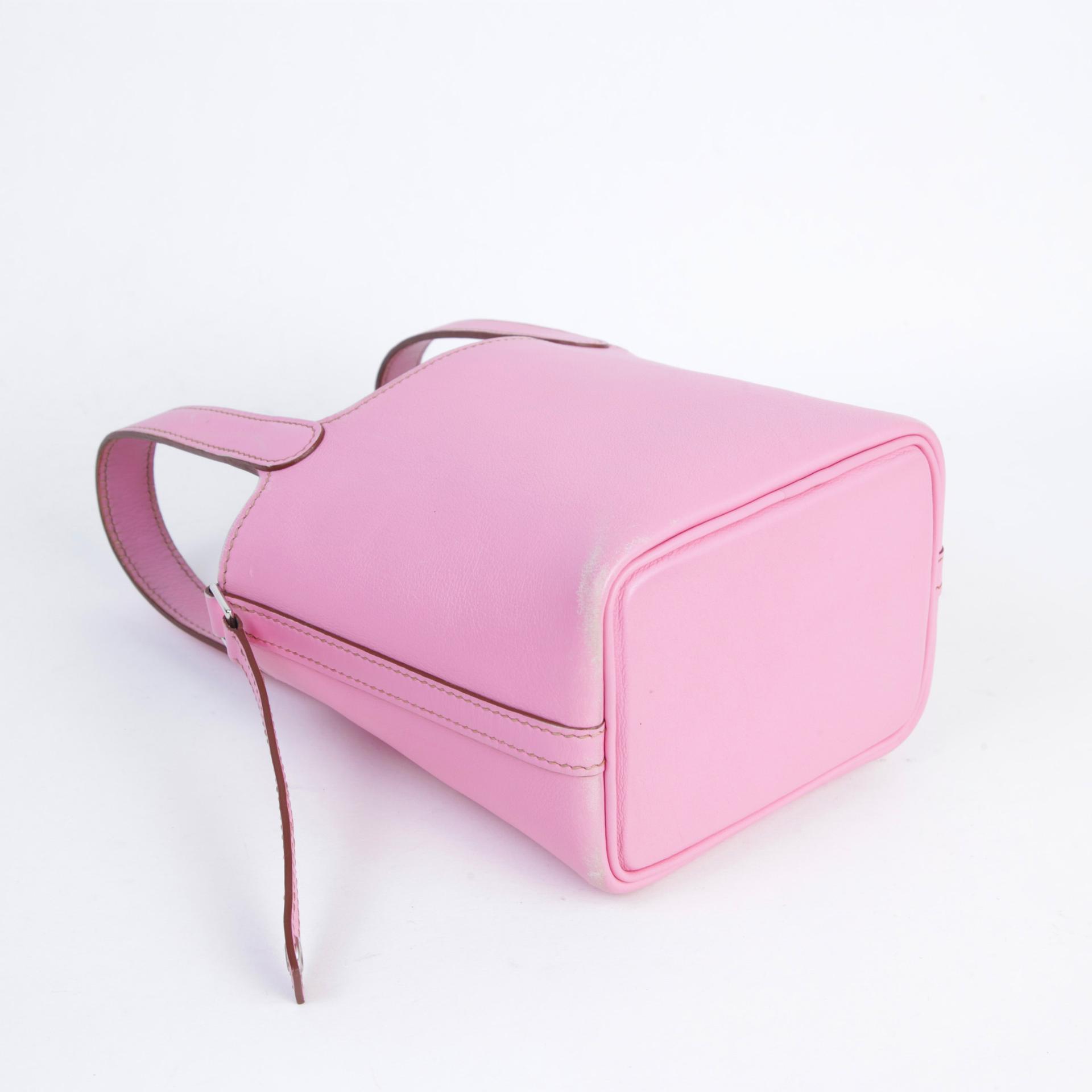 Good ( Rank AB) HERMÈS Picotin Lock Micro 14 Pink (5P) Evercolor Palladium hardware Square N (2010) - 6