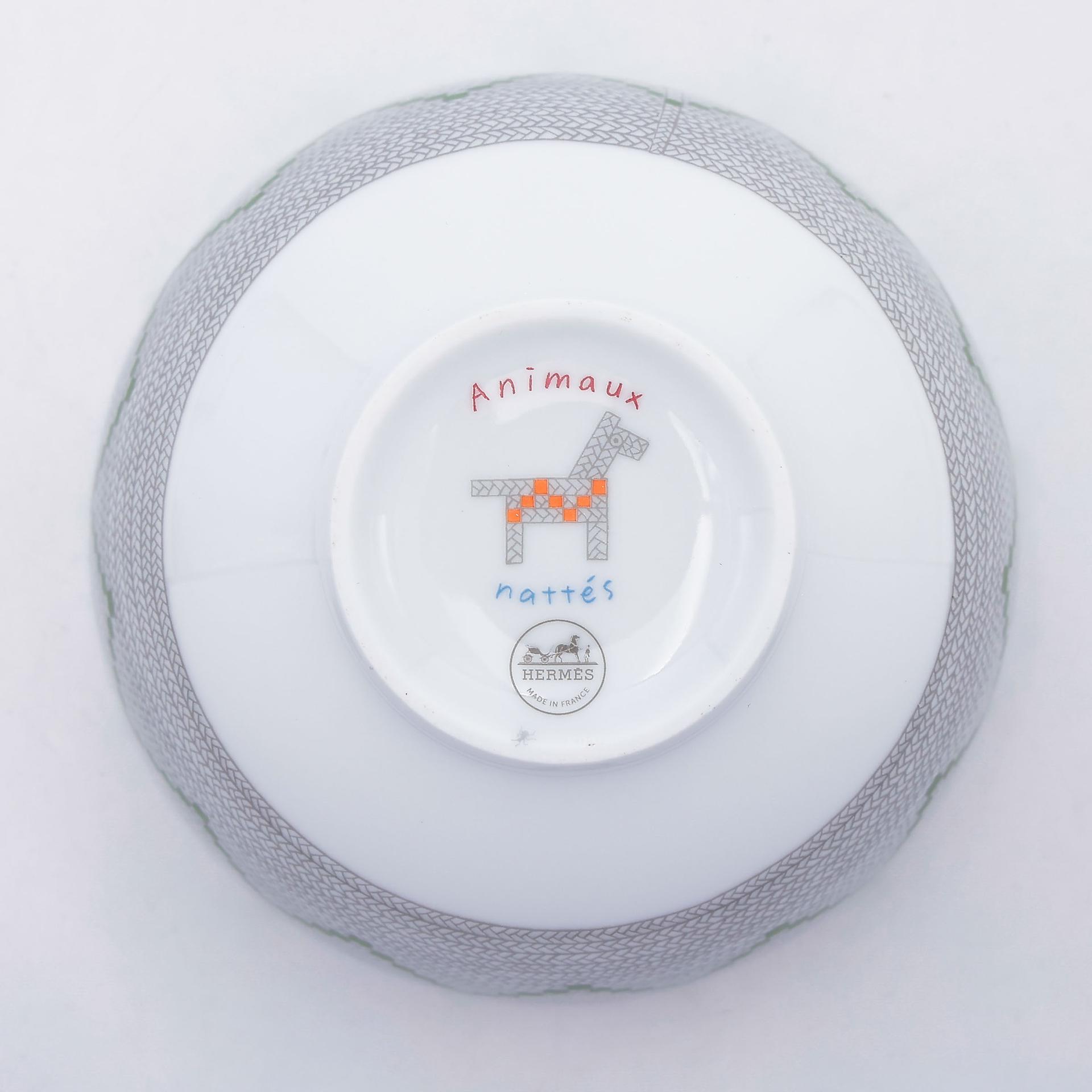 Unused ( Rank NS ) HERMÈS Animaux Nattes Tableware set of 4 pieces White Porcelain - 16