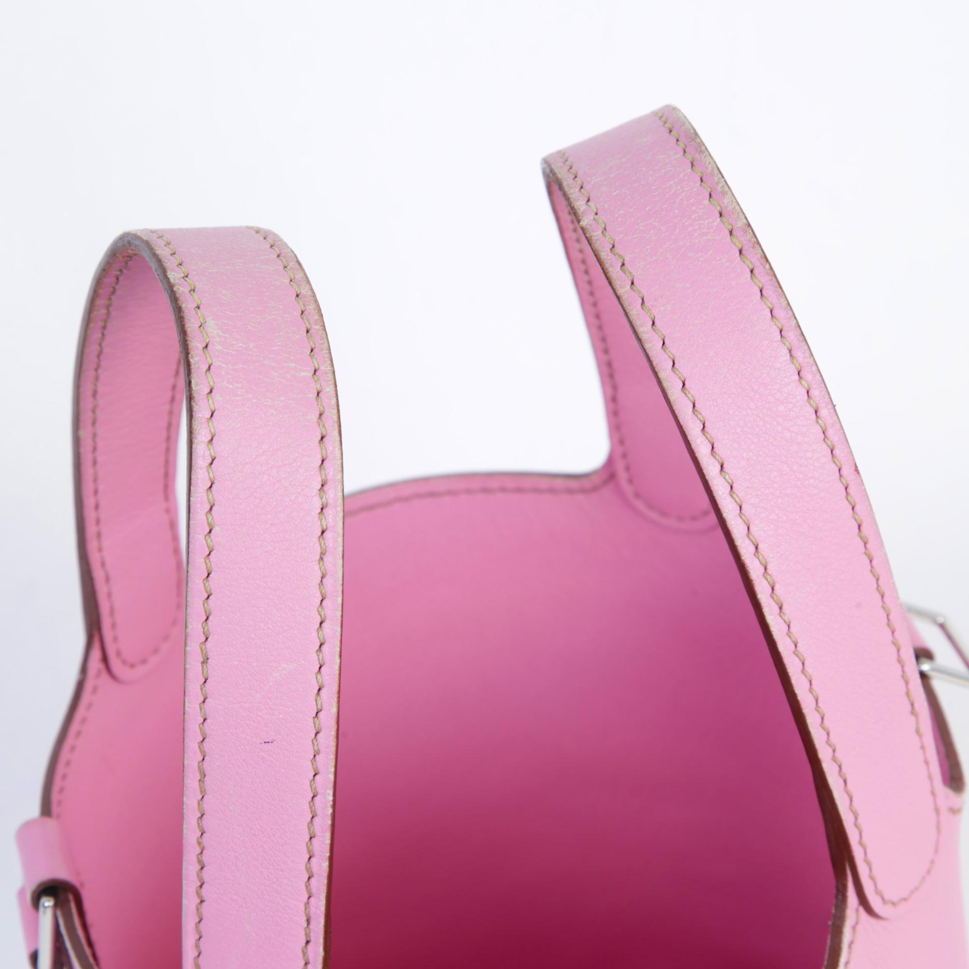 Good ( Rank AB) HERMÈS Picotin Lock Micro 14 Pink (5P) Evercolor Palladium hardware Square N (2010) - 5