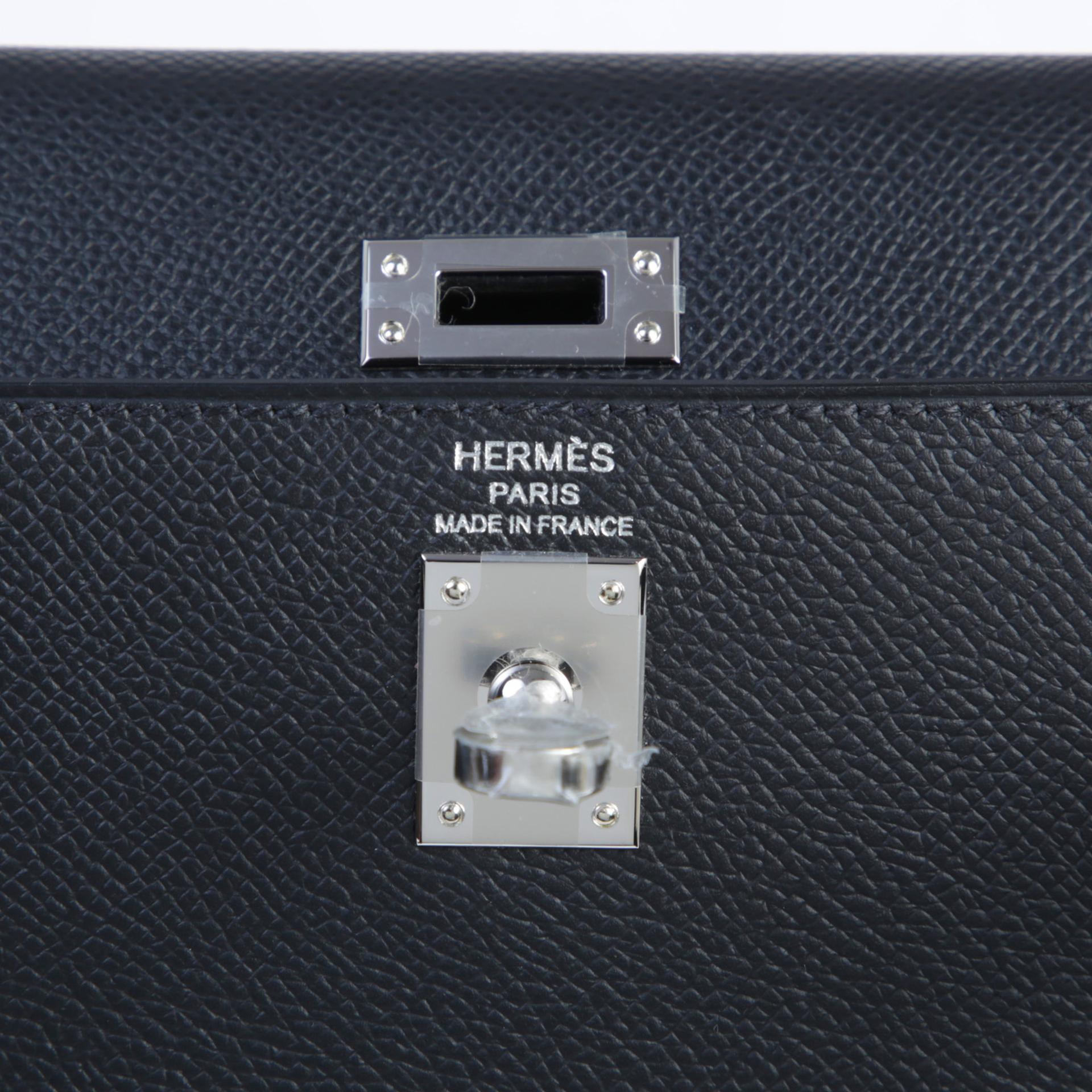 Brand New ( Rank N ) HERMÈS Kelly 25 Sellier Noir (89) Epsom Palladium hardware K (2025) - 9