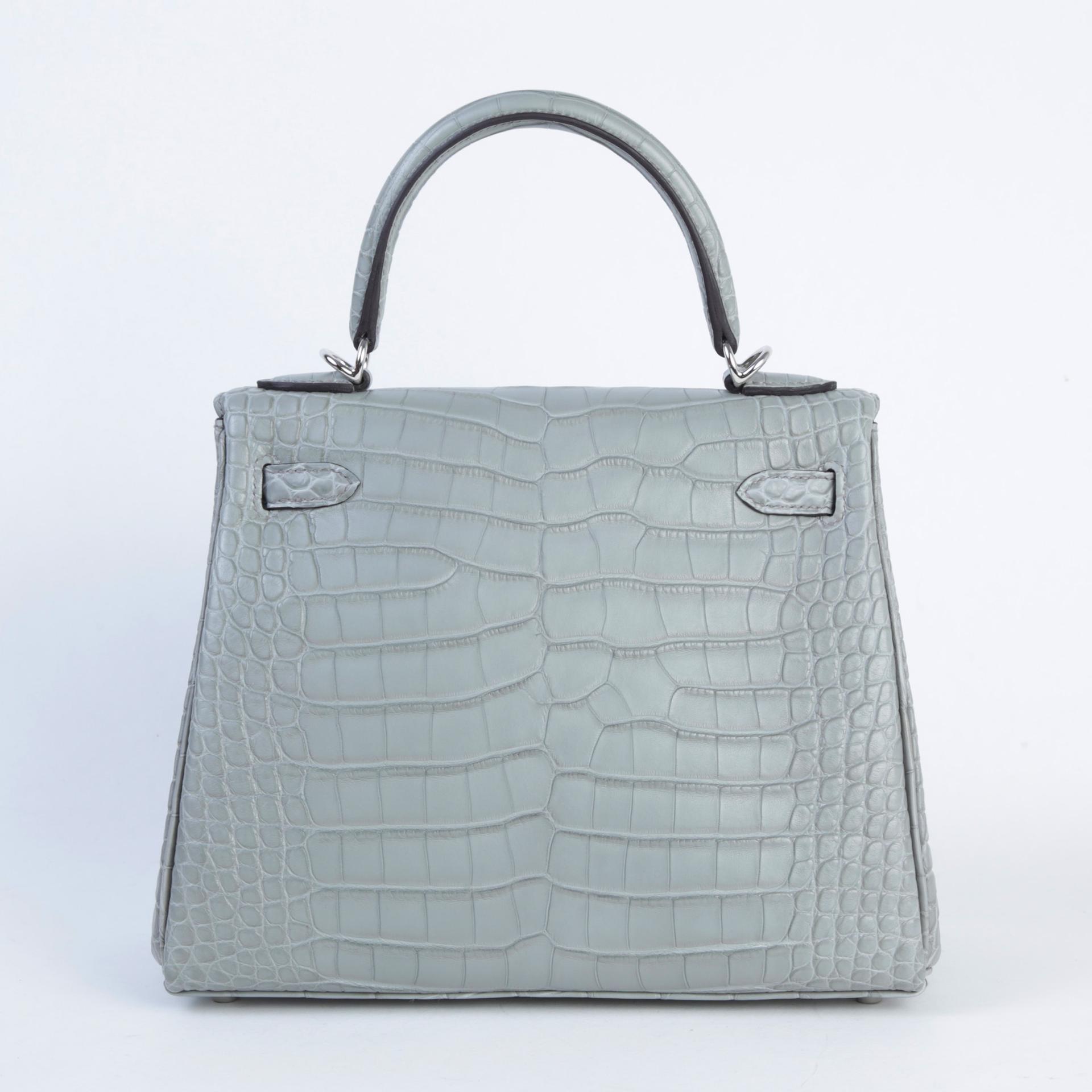 Brand New ( Rank N ) HERMÈS Kelly 25 Gris Ciment (0V) Matte Alligator Palladium hardware K (2025) - 2