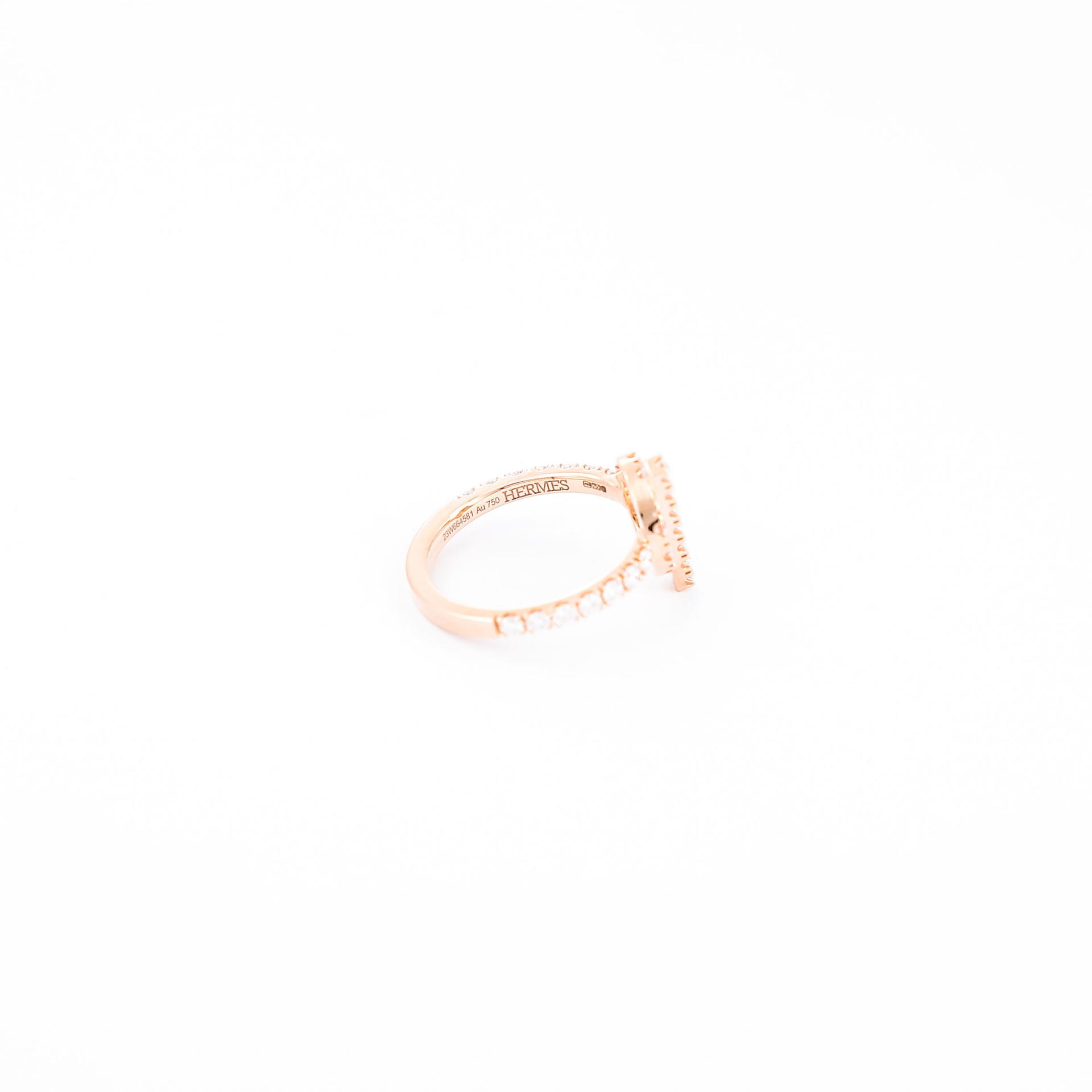 Brand New ( Rank N ) HERMÈS Finesse Ring Rose Gold 18K Rose Gold Diamond Rose Gold hardware - 8