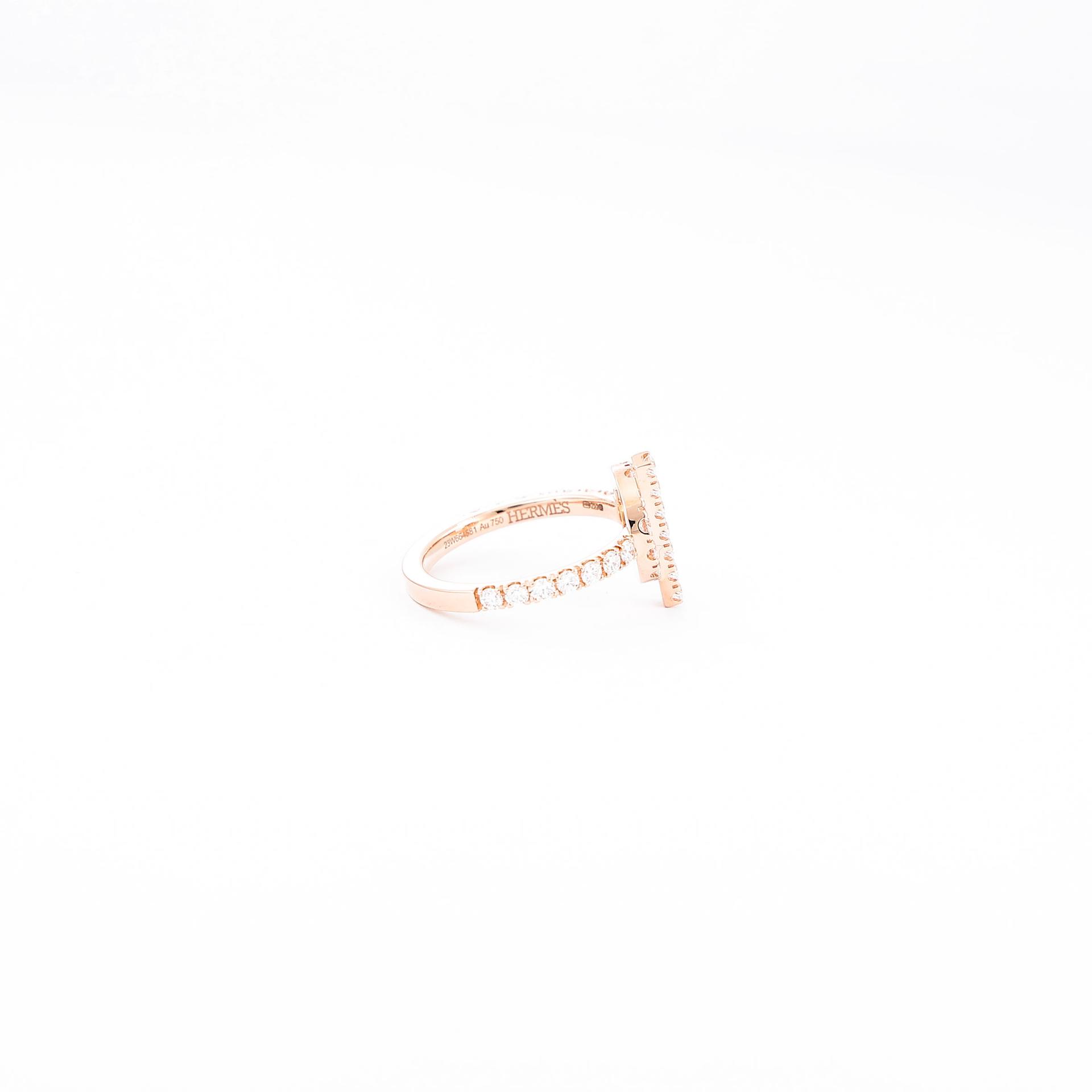 Brand New ( Rank N ) HERMÈS Finesse Ring Rose Gold 18K Rose Gold Diamond Rose Gold hardware - 7