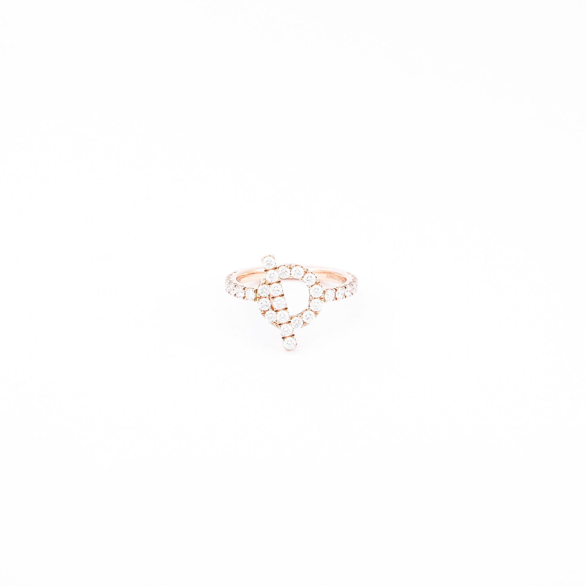 Brand New ( Rank N ) HERMÈS Finesse Ring Rose Gold 18K Rose Gold Diamond Rose Gold hardware - 2