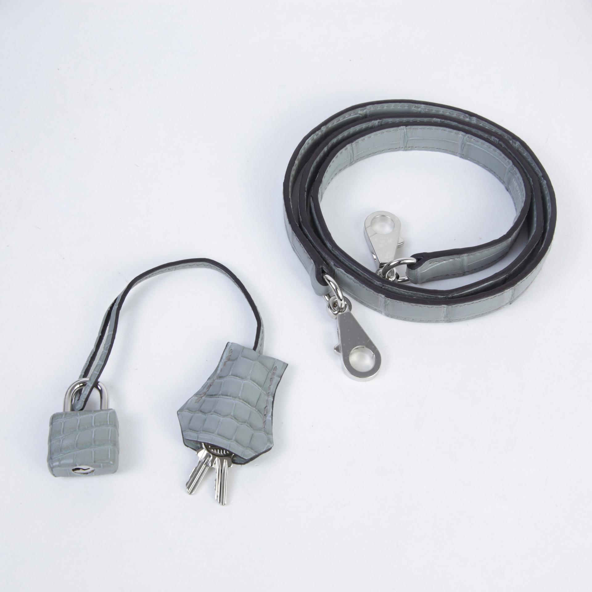 Brand New ( Rank N ) HERMÈS Kelly 25 Gris Ciment (0V) Matte Alligator Palladium hardware K (2025) - 14