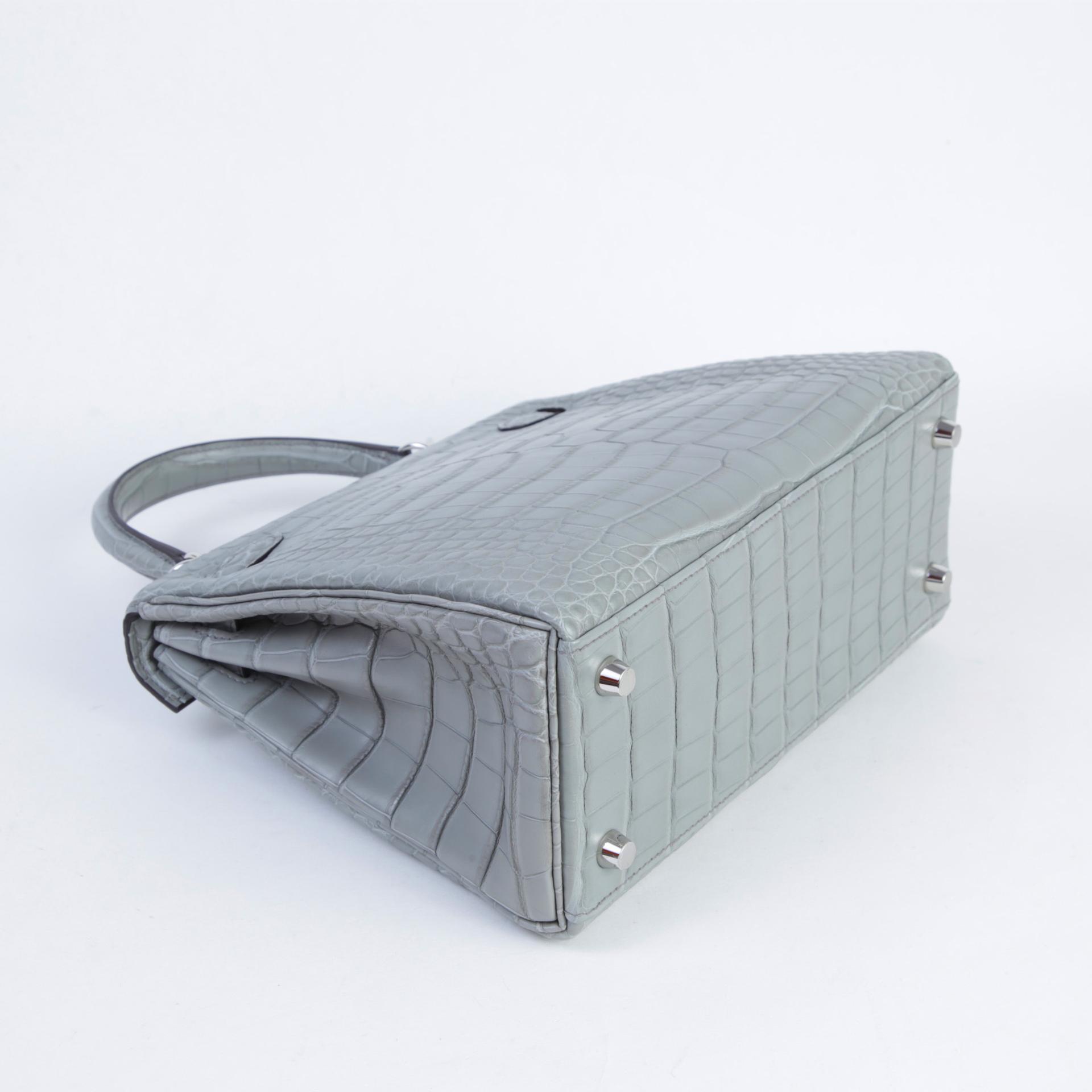 Brand New ( Rank N ) HERMÈS Kelly 25 Gris Ciment (0V) Matte Alligator Palladium hardware K (2025) - 6