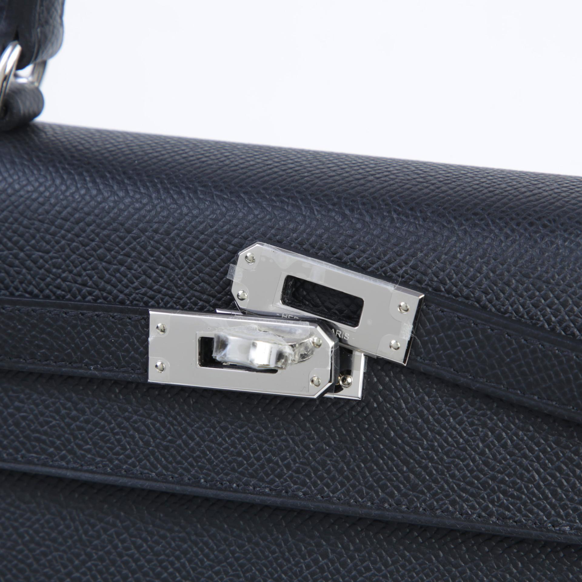 Brand New ( Rank N ) HERMÈS Kelly 25 Sellier Noir (89) Epsom Palladium hardware K (2025) - 8