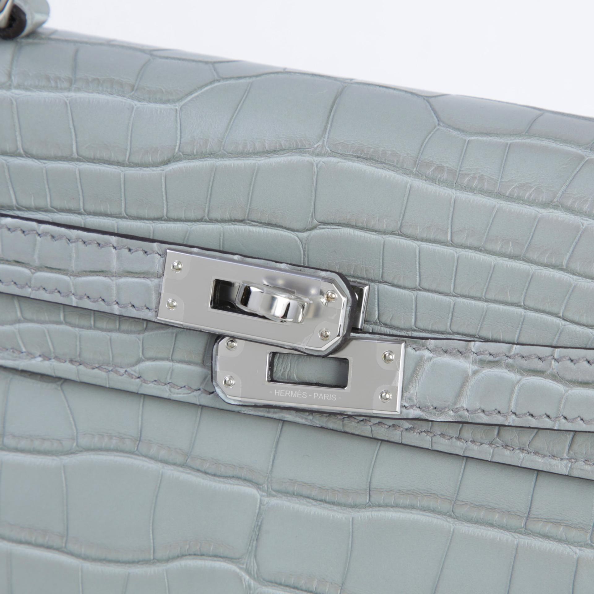 Brand New ( Rank N ) HERMÈS Kelly 25 Gris Ciment (0V) Matte Alligator Palladium hardware K (2025) - 8