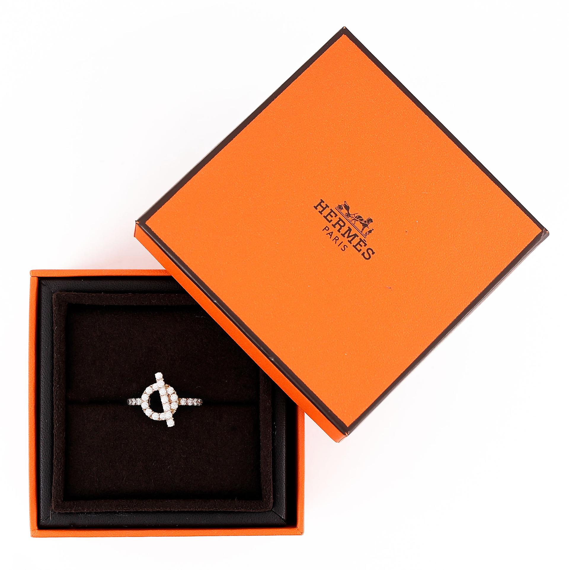 Brand New ( Rank N ) HERMÈS Finesse Ring Rose Gold 18K Rose Gold Diamond Rose Gold hardware - 3