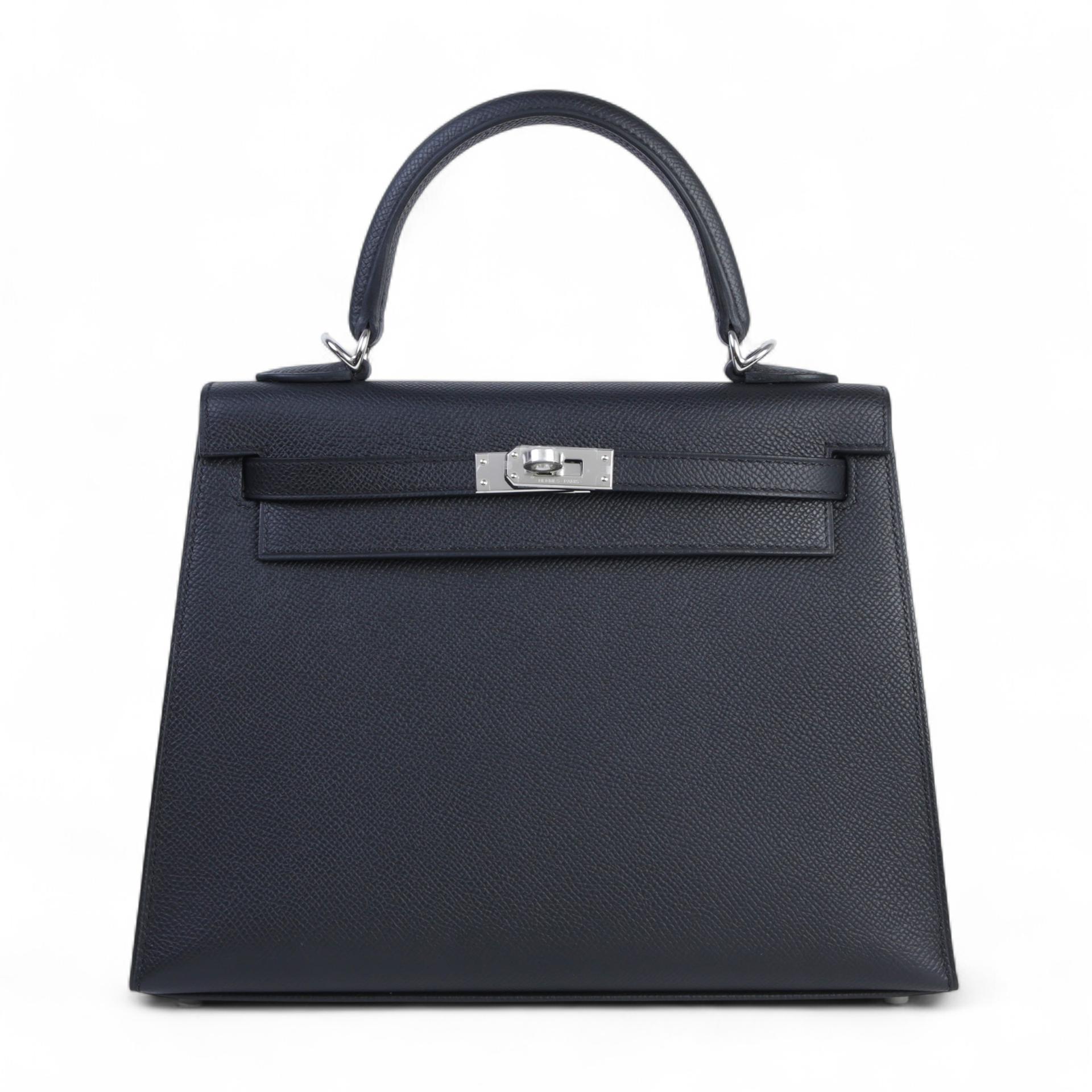 Brand New ( Rank N ) HERMÈS Kelly 25 Sellier Noir (89) Epsom Palladium hardware K (2025) - 1