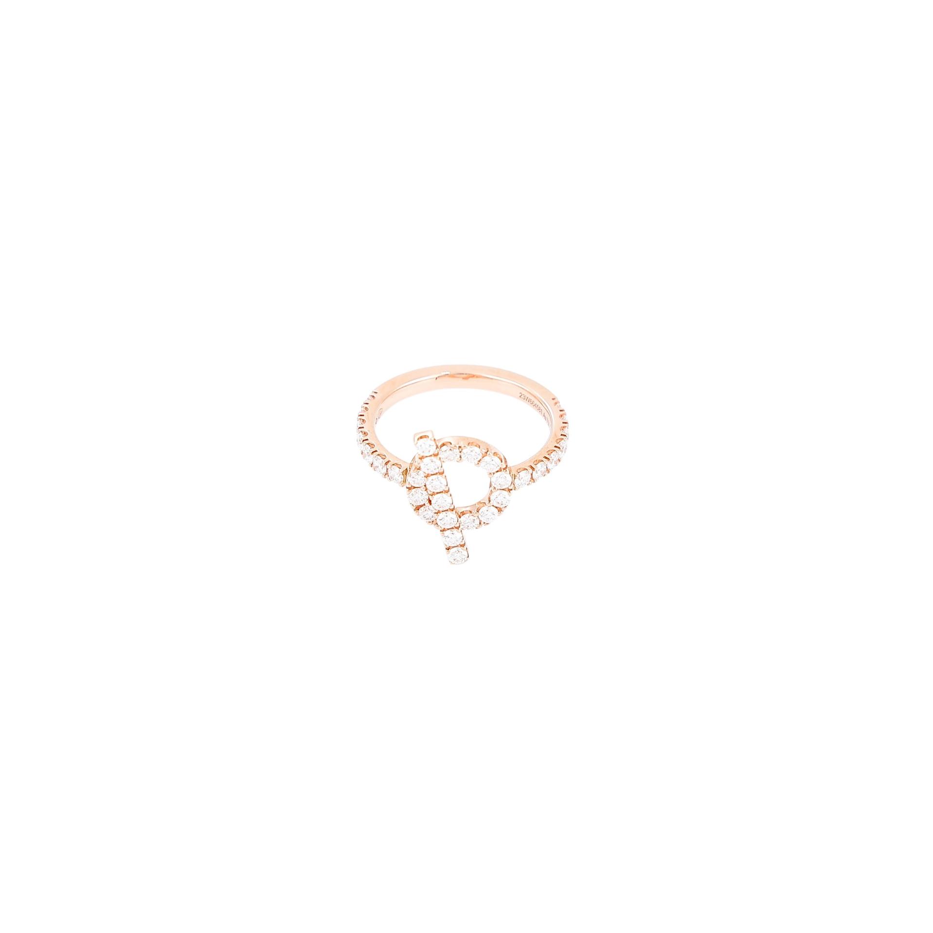 Brand New ( Rank N ) HERMÈS Finesse Ring Rose Gold 18K Rose Gold Diamond Rose Gold hardware - 1
