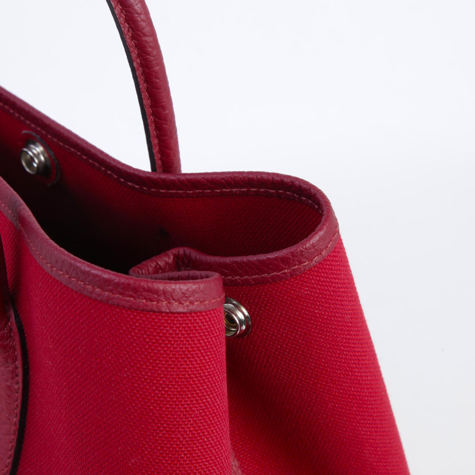 ランク A HERMÈS エルメス ガーデンパーティー TPM ルージュガランス (54) ネゴンダ トワルアッシュ シルバー金具 A刻印 (2017) - 9