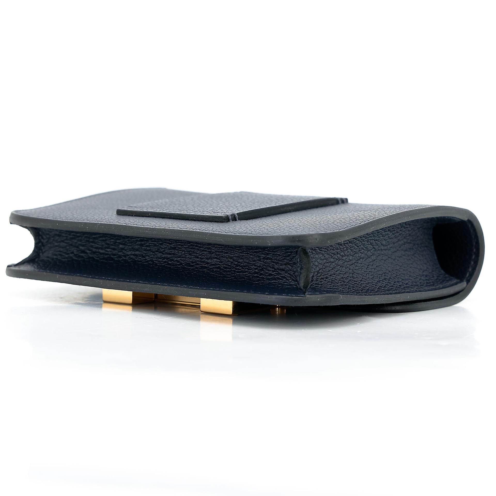 Unused ( Rank NS ) HERMÈS Constance Slim Wallet Bleu Nuit (2Z) Evercolor Gold hardware U (2022) - 8