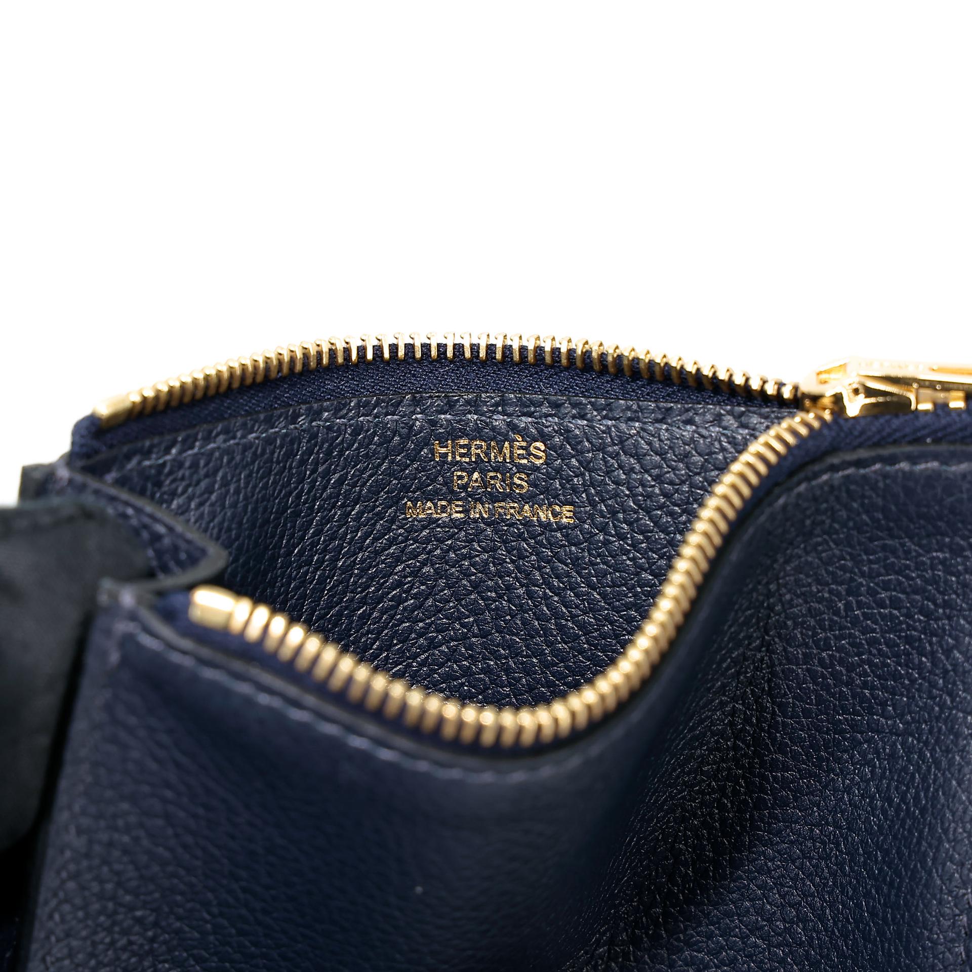 Unused ( Rank NS ) HERMÈS Constance Slim Wallet Bleu Nuit (2Z) Evercolor Gold hardware U (2022) - 23
