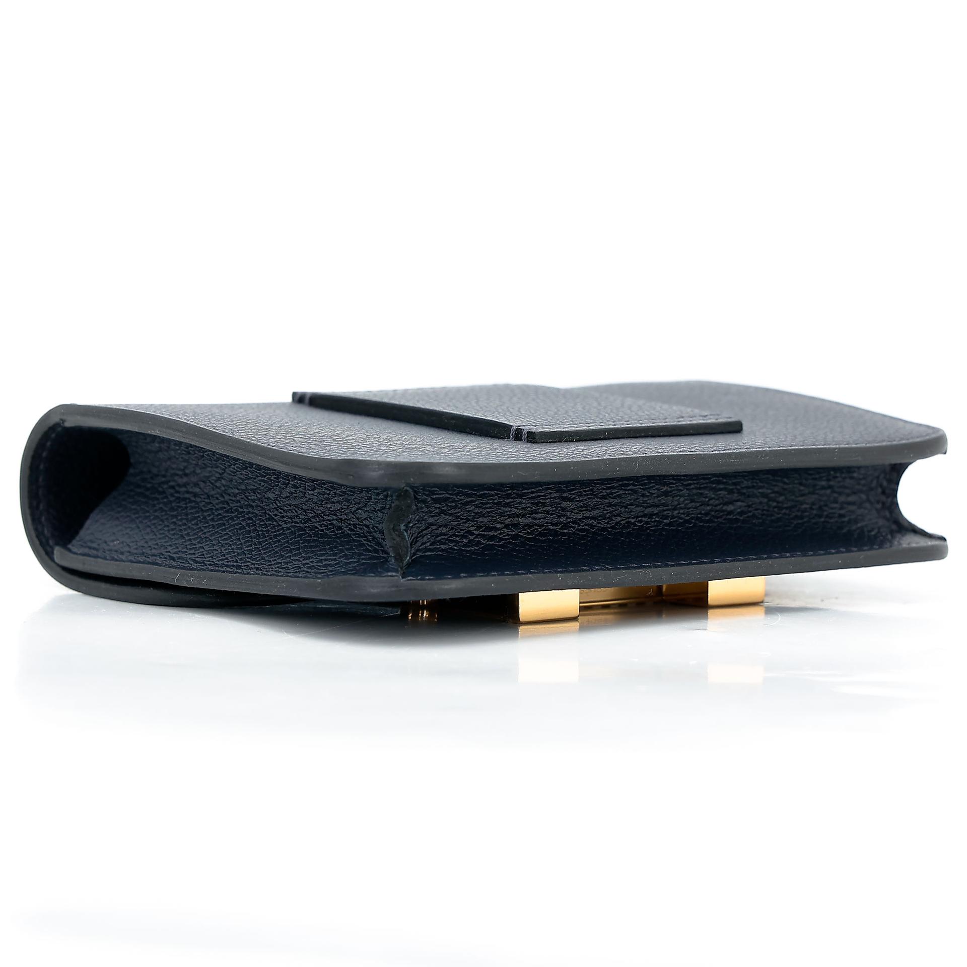 Unused ( Rank NS ) HERMÈS Constance Slim Wallet Bleu Nuit (2Z) Evercolor Gold hardware U (2022) - 9