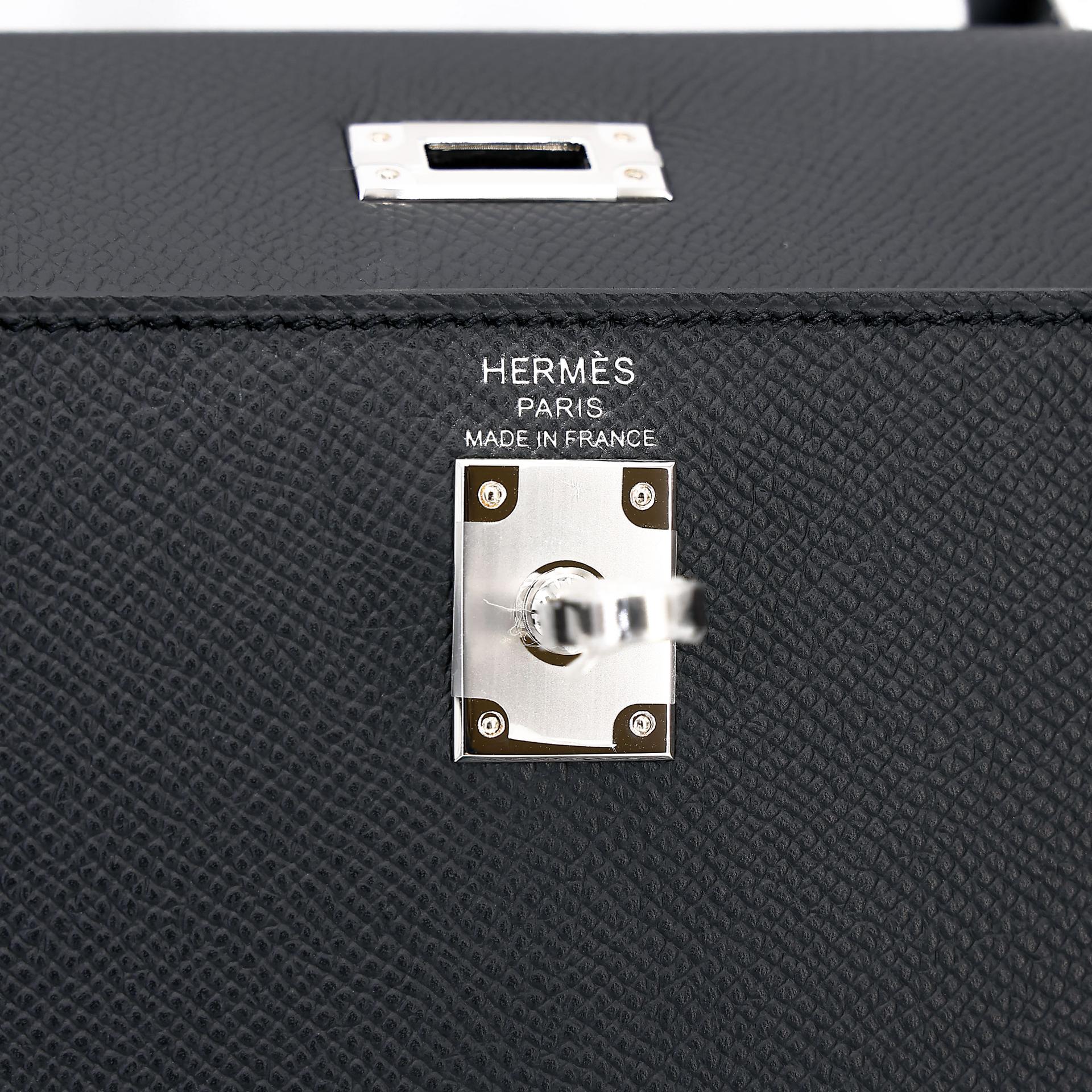 Brand New ( Rank N ) HERMÈS Kelly 25 Sellier Noir (89) Epsom Palladium hardware K (2025) - 14