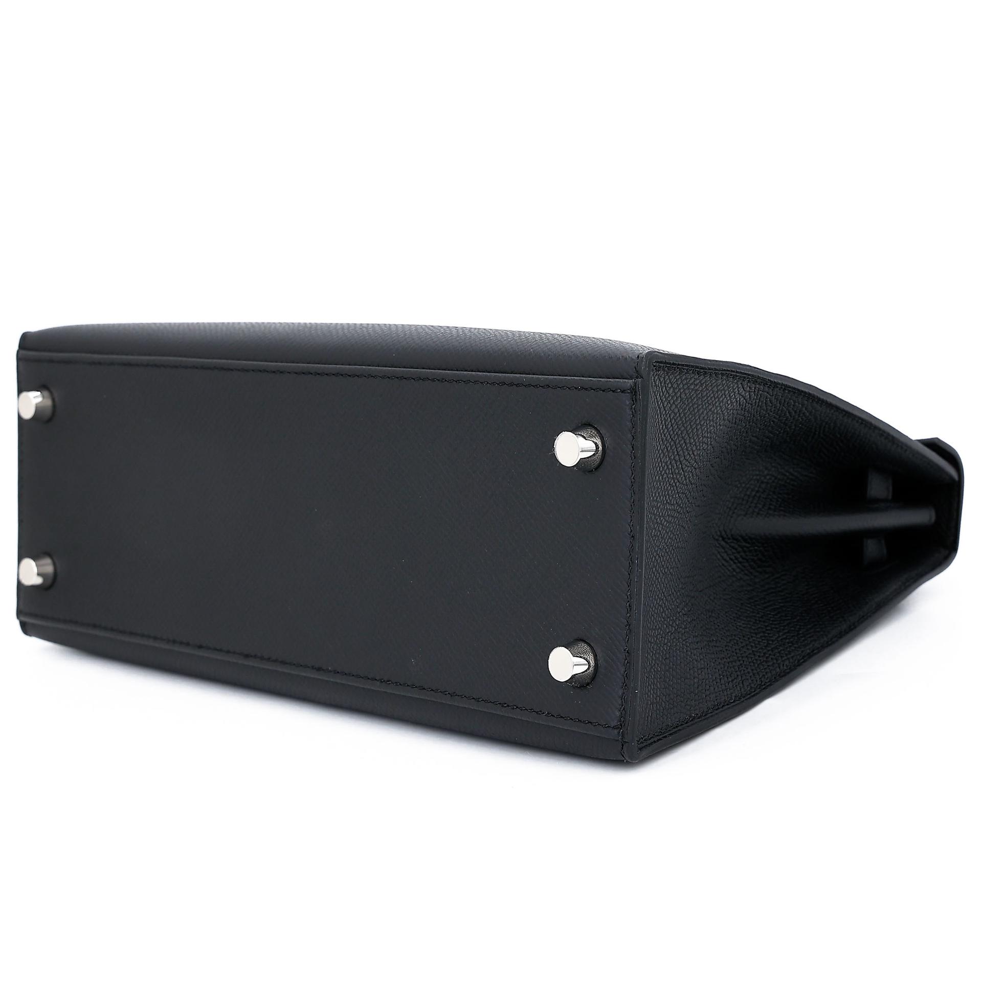 Brand New ( Rank N ) HERMÈS Kelly 25 Sellier Noir (89) Epsom Palladium hardware K (2025) - 6