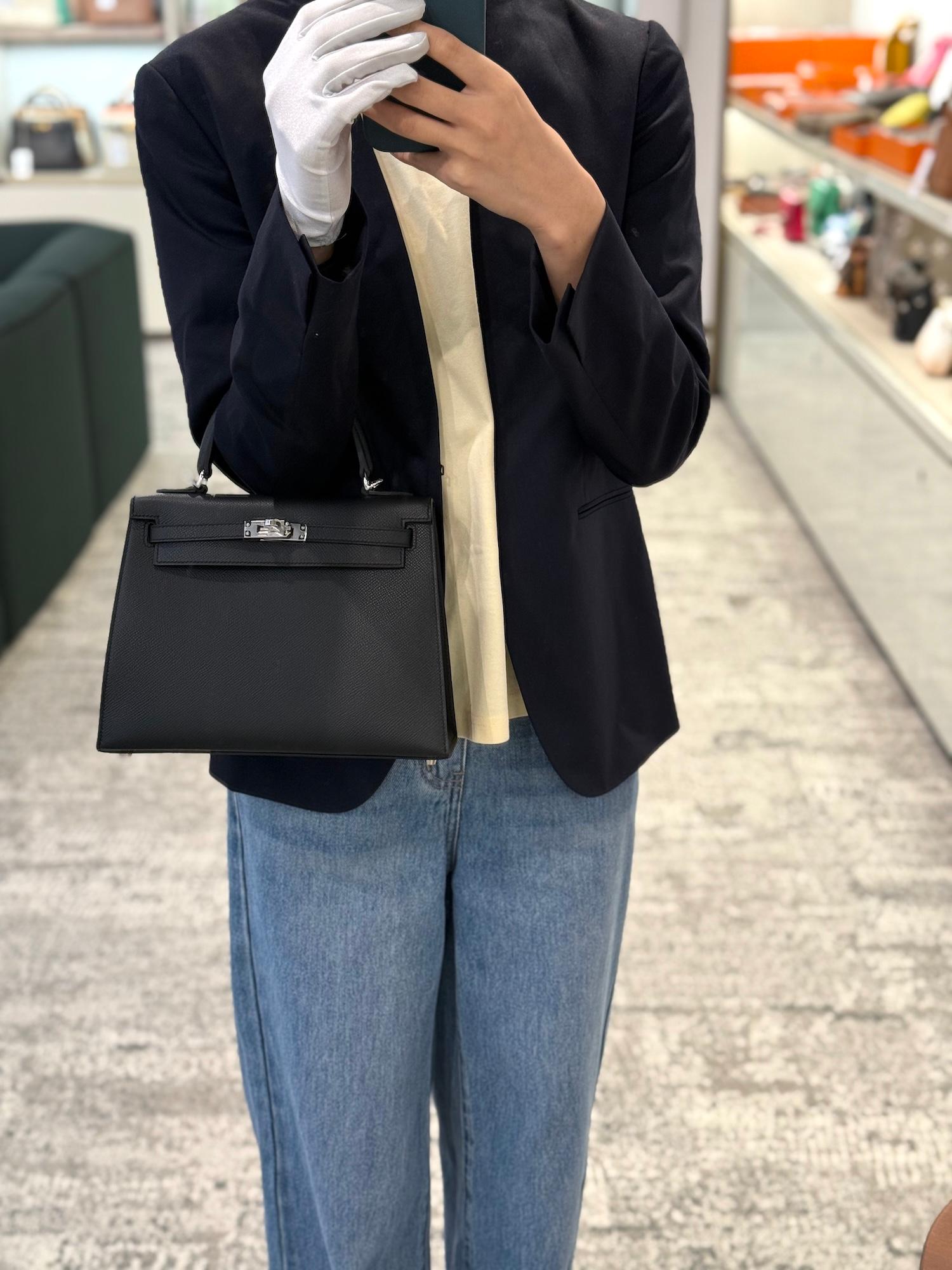 Brand New ( Rank N ) HERMÈS Kelly 25 Sellier Noir (89) Epsom Palladium hardware K (2025) - 3