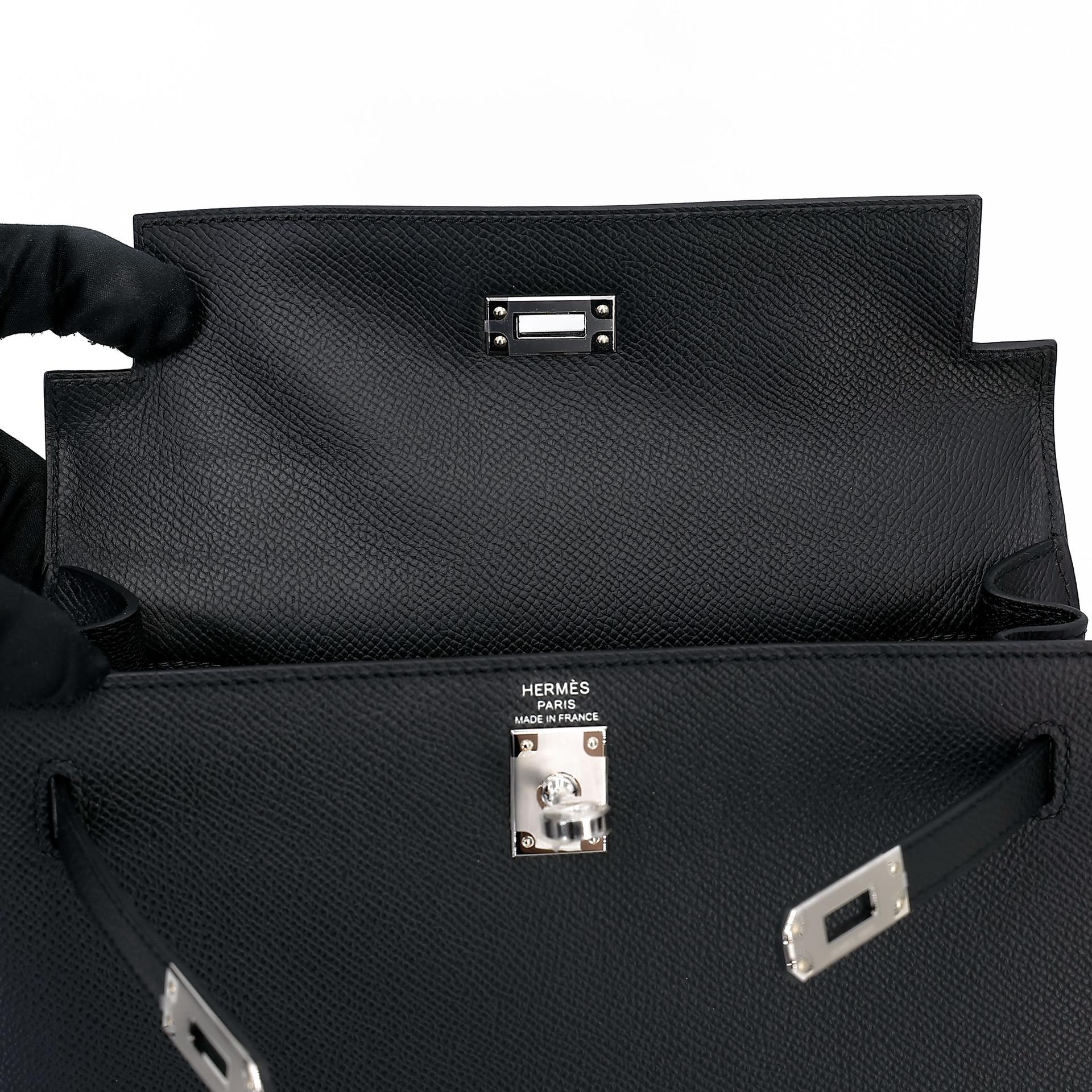 Brand New ( Rank N ) HERMÈS Kelly 25 Sellier Noir (89) Epsom Palladium hardware K (2025) - 13