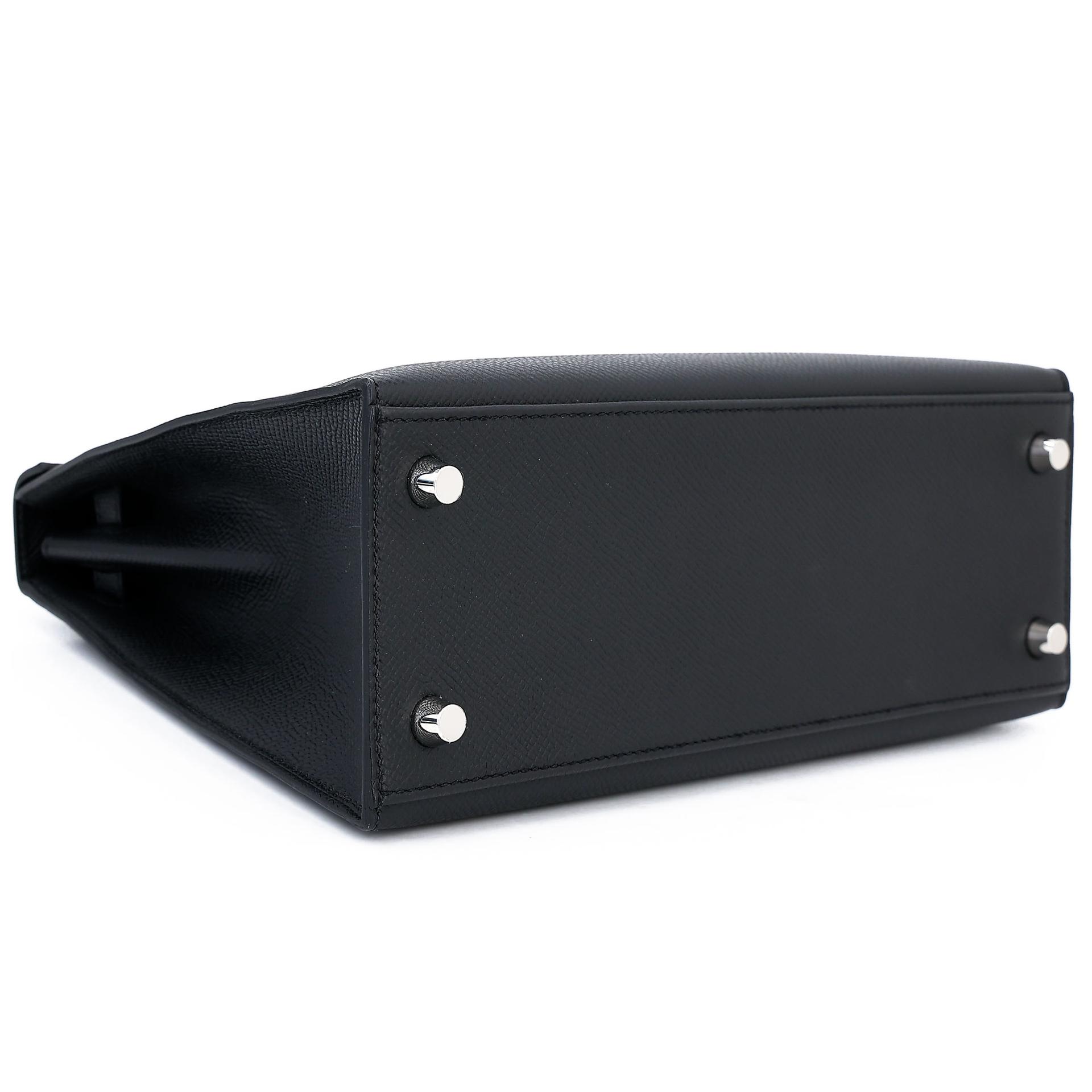 Brand New ( Rank N ) HERMÈS Kelly 25 Sellier Noir (89) Epsom Palladium hardware K (2025) - 7
