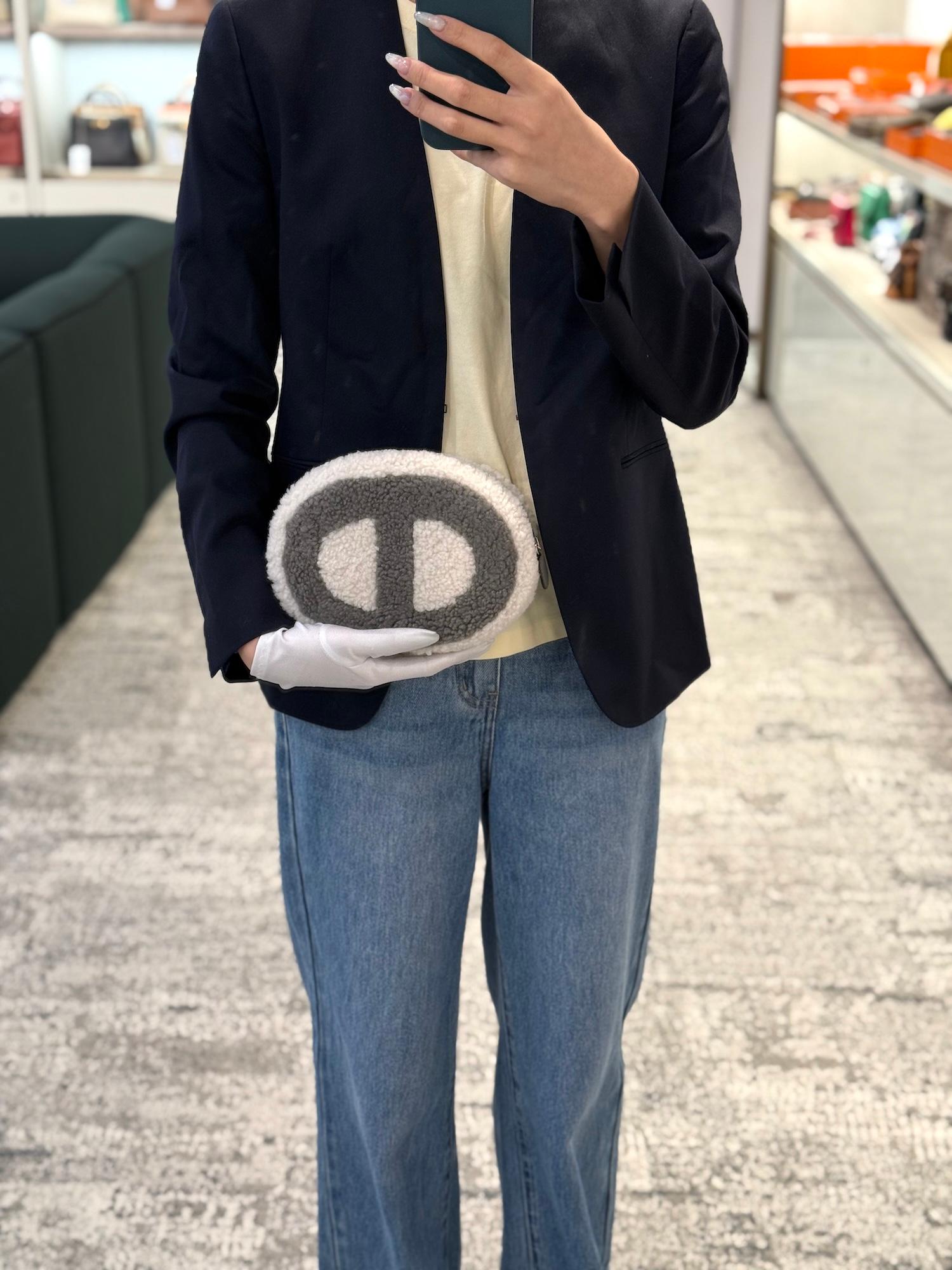Brand New ( Rank N ) HERMÈS In-The-Loop belt bag Gris Meyer (0L) Ecru Merino Wool Swift Palladium hardware W (2024) - 4