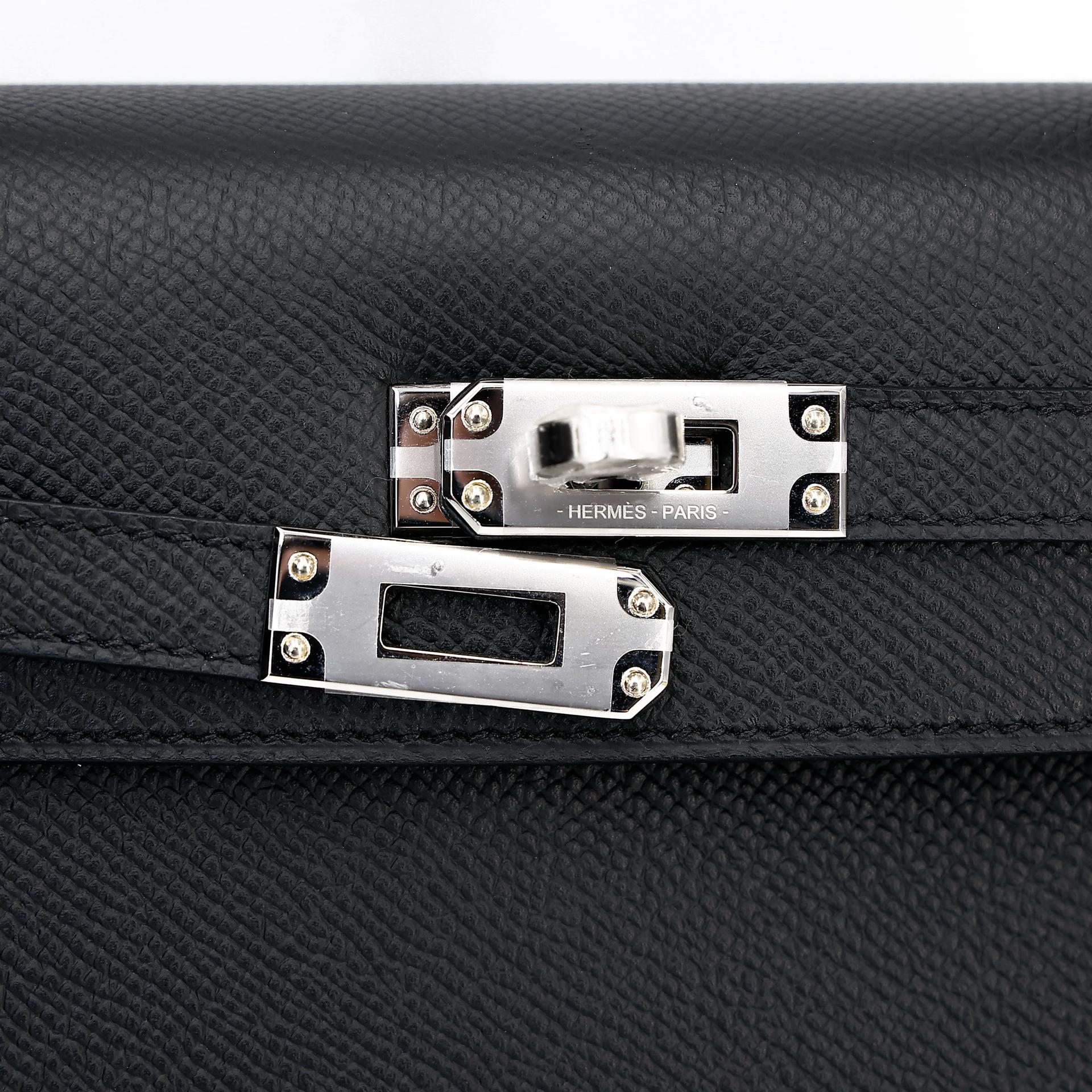 Brand New ( Rank N ) HERMÈS Kelly 25 Sellier Noir (89) Epsom Palladium hardware K (2025) - 10