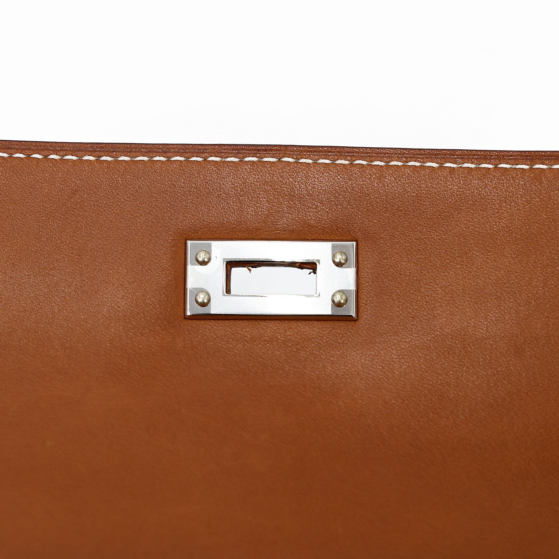 Excellent ( Rank SA ) HERMÈS Limited Edition Kelly Wood 22 Noir (89) Fauve (34) Barenia Wood Palladium hardware Z (2021) - 21