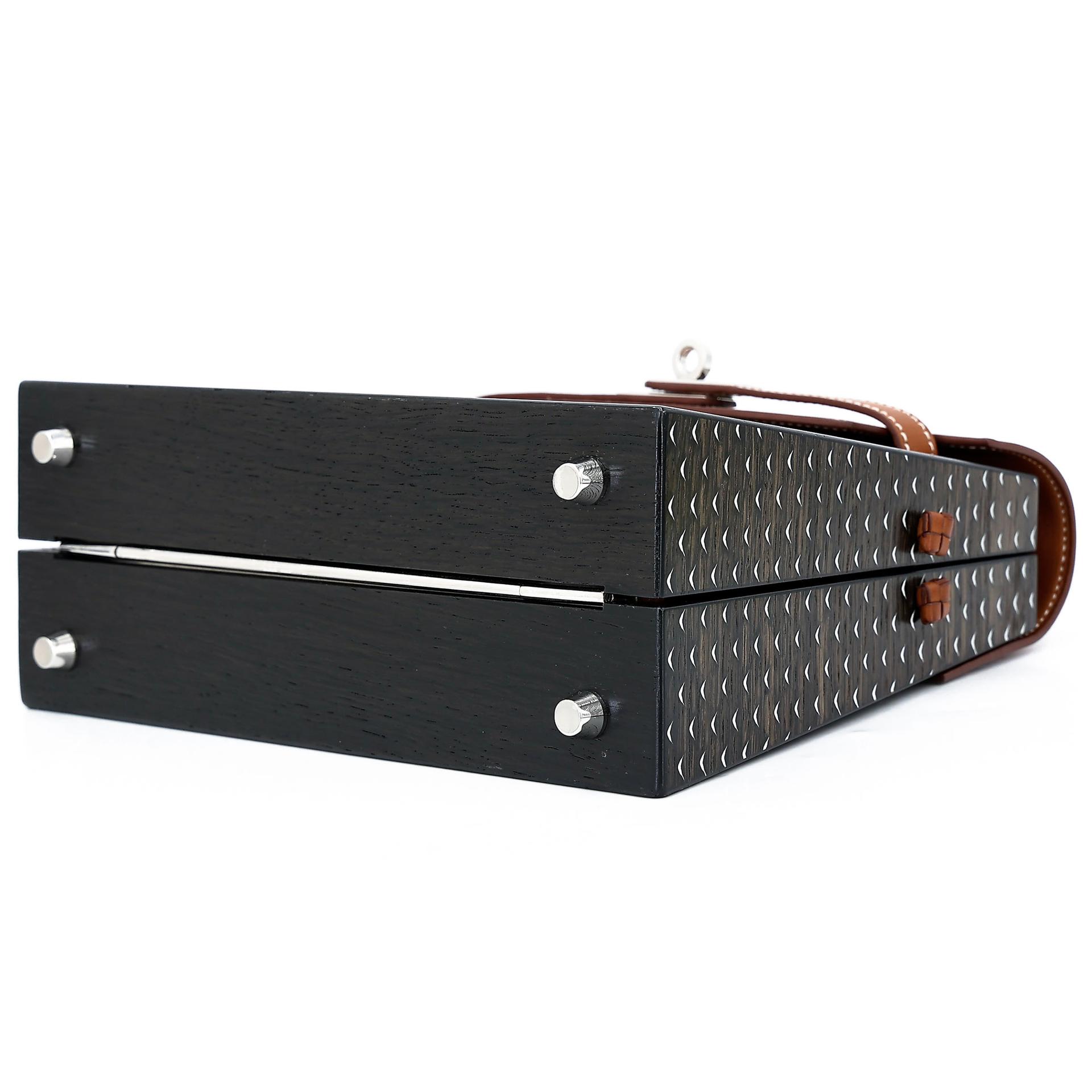 Excellent ( Rank SA ) HERMÈS Limited Edition Kelly Wood 22 Noir (89) Fauve (34) Barenia Wood Palladium hardware Z (2021) - 9